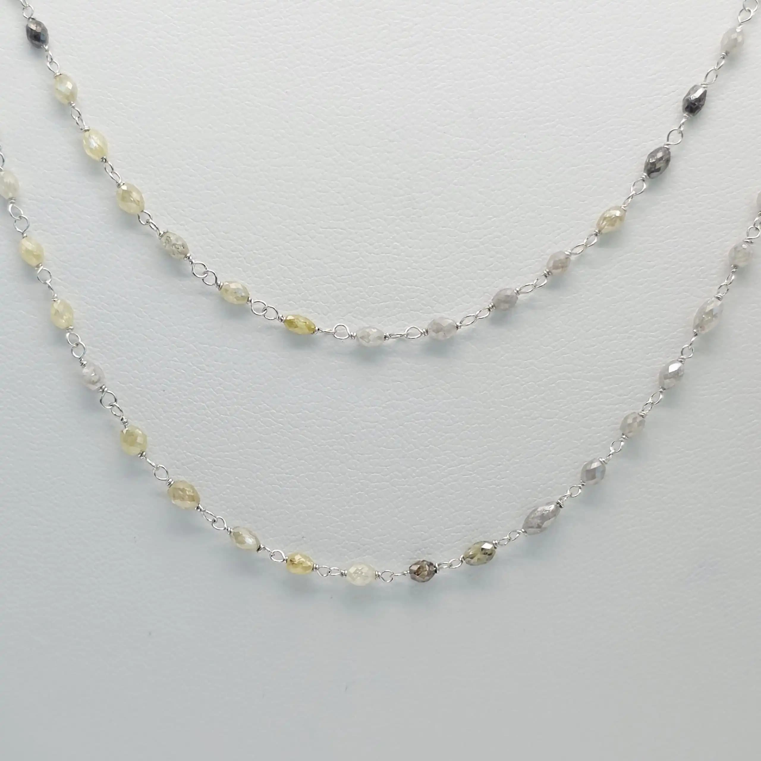 17.00 Cts Marquise Shape Multi Color Diamond Beads Rosary Necklace