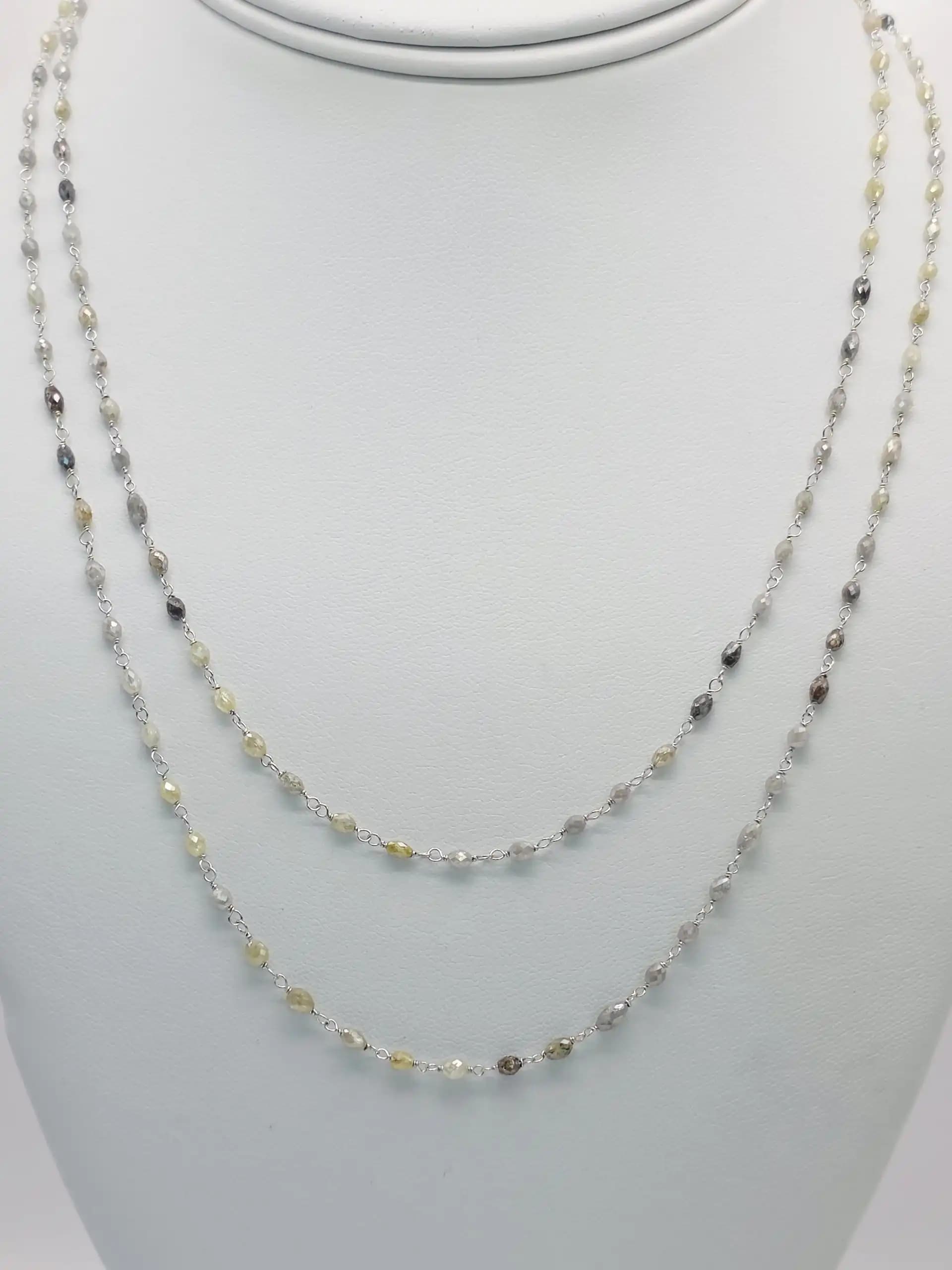 17.00 Cts Marquise Shape Multi Color Diamond Beads Rosary Necklace