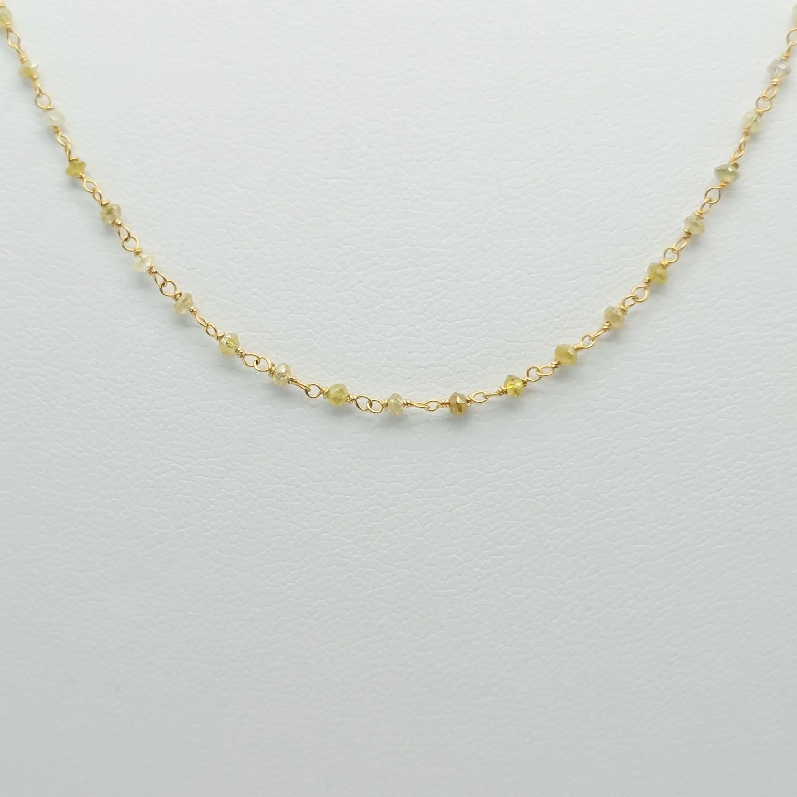 4.00 cts Yellow Color Diamond Beads Rosary Necklace