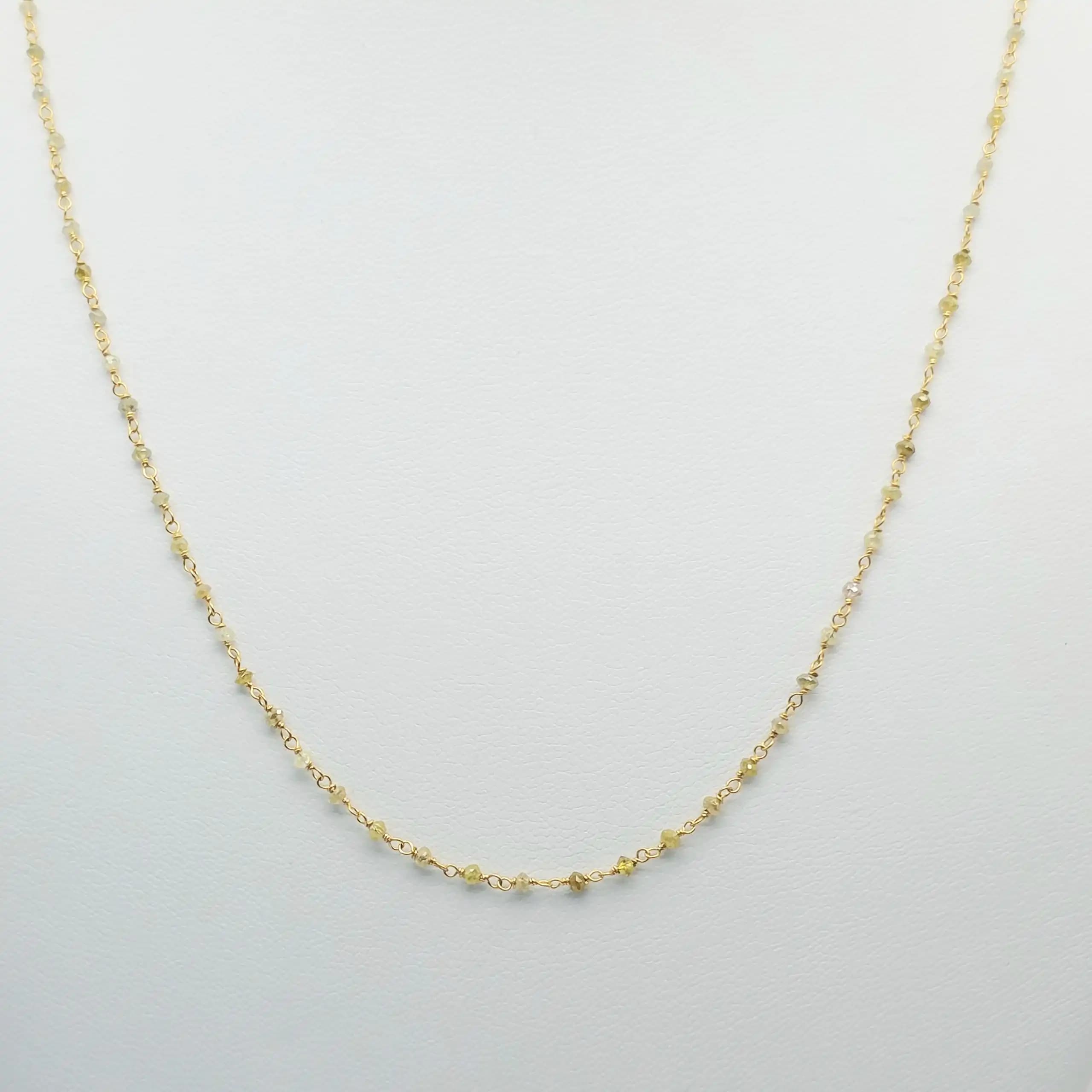4.00 cts Yellow Color Diamond Beads Rosary Necklace