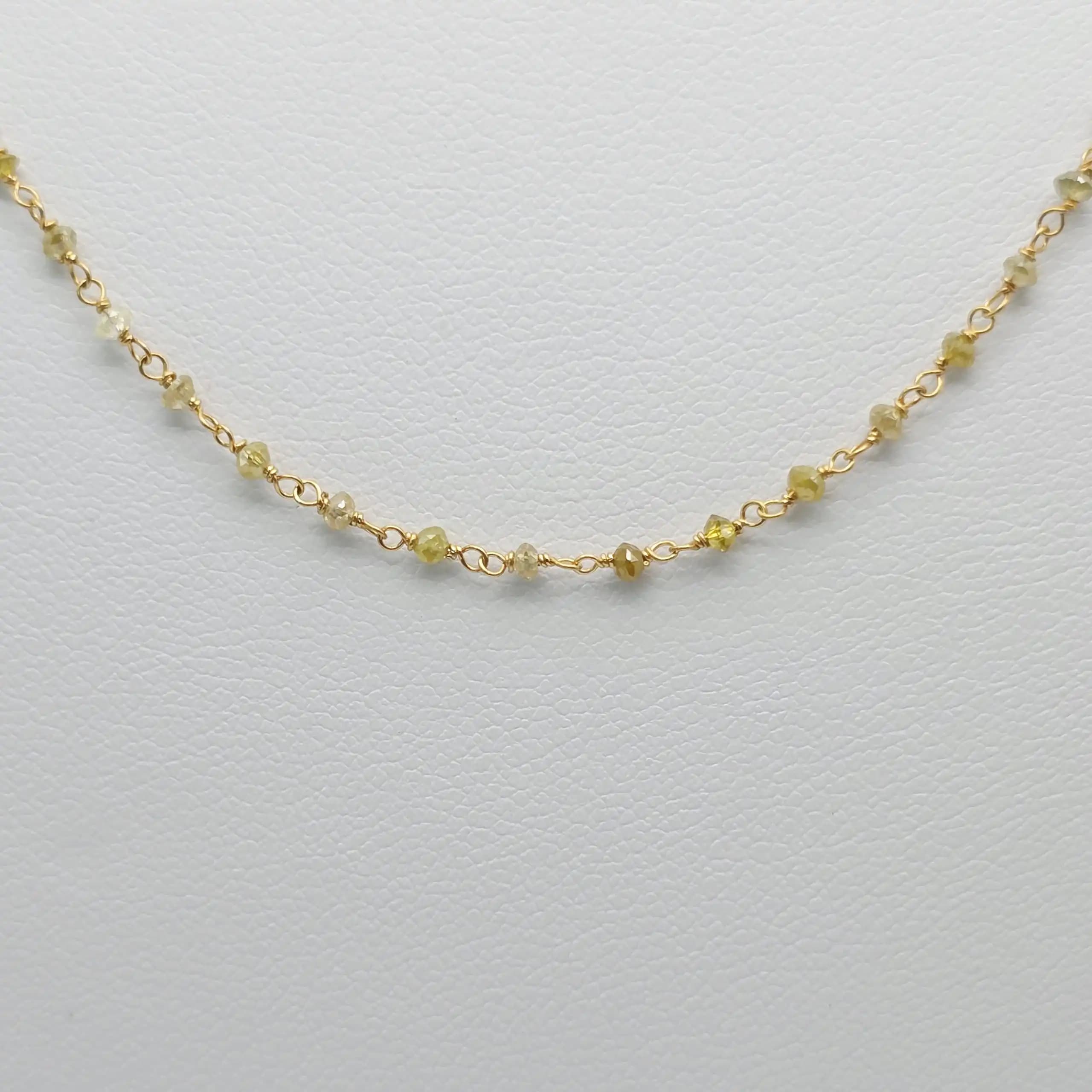 4.00 cts Yellow Color Diamond Beads Rosary Necklace