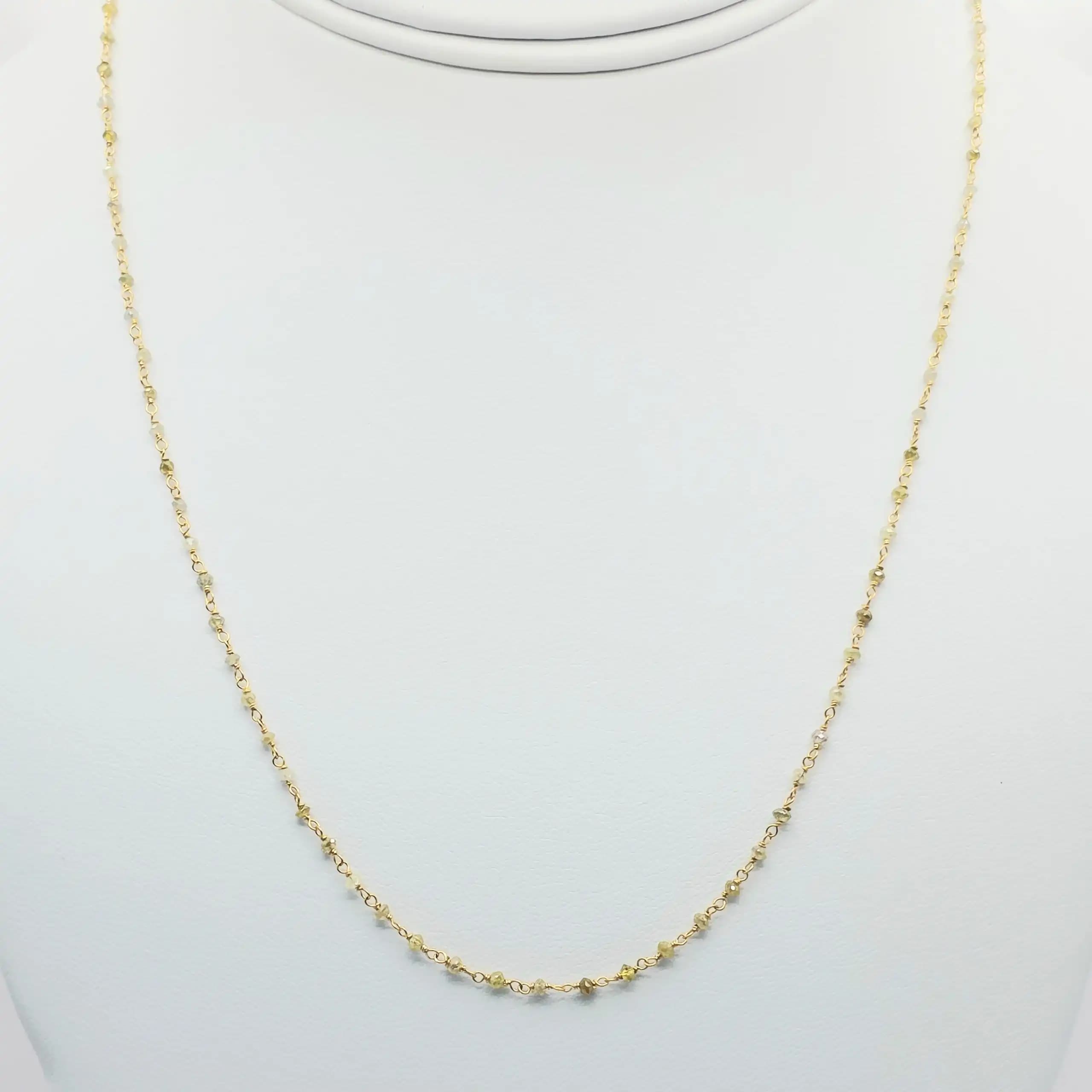 4.00 cts Yellow Color Diamond Beads Rosary Necklace