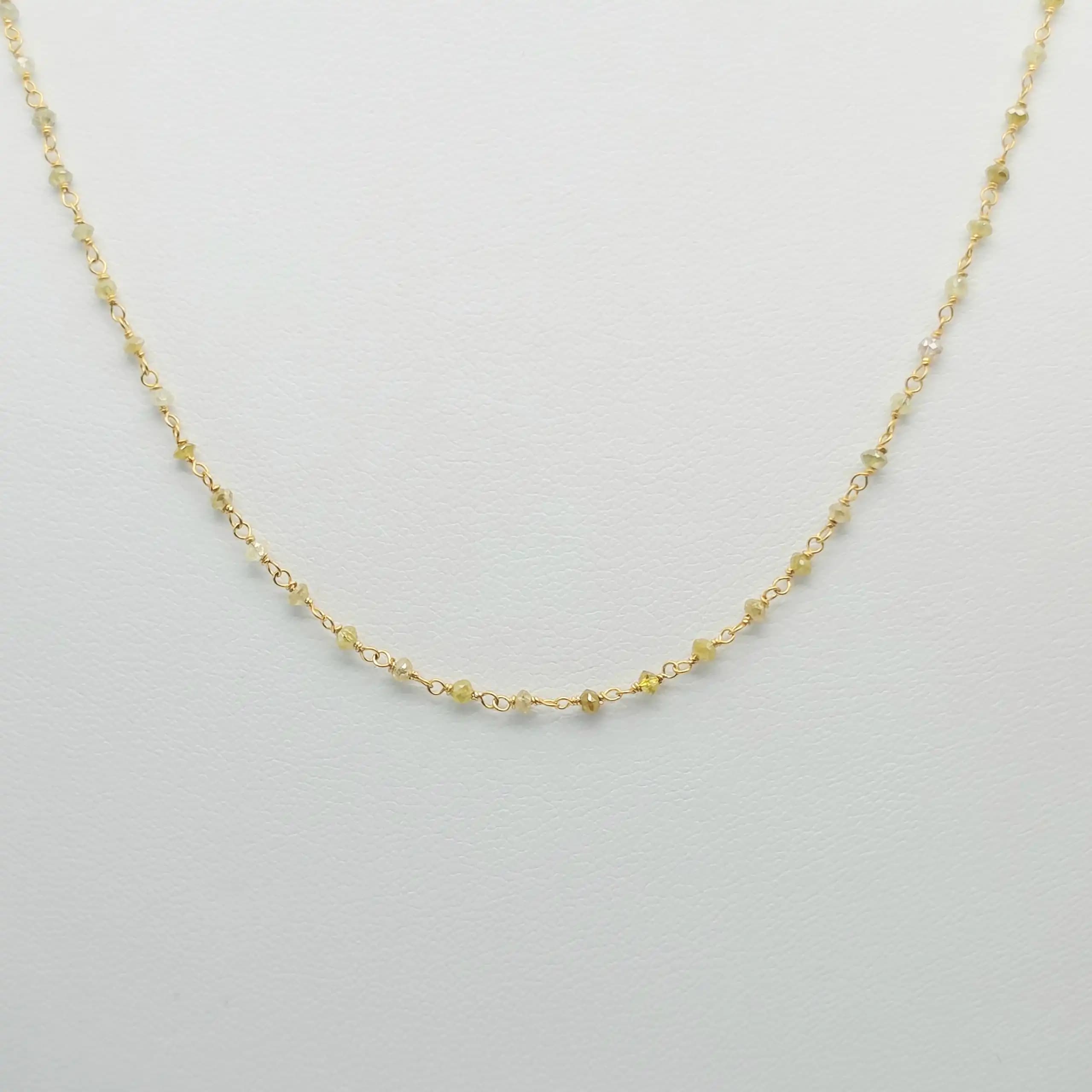 4.00 cts Yellow Color Diamond Beads Rosary Necklace