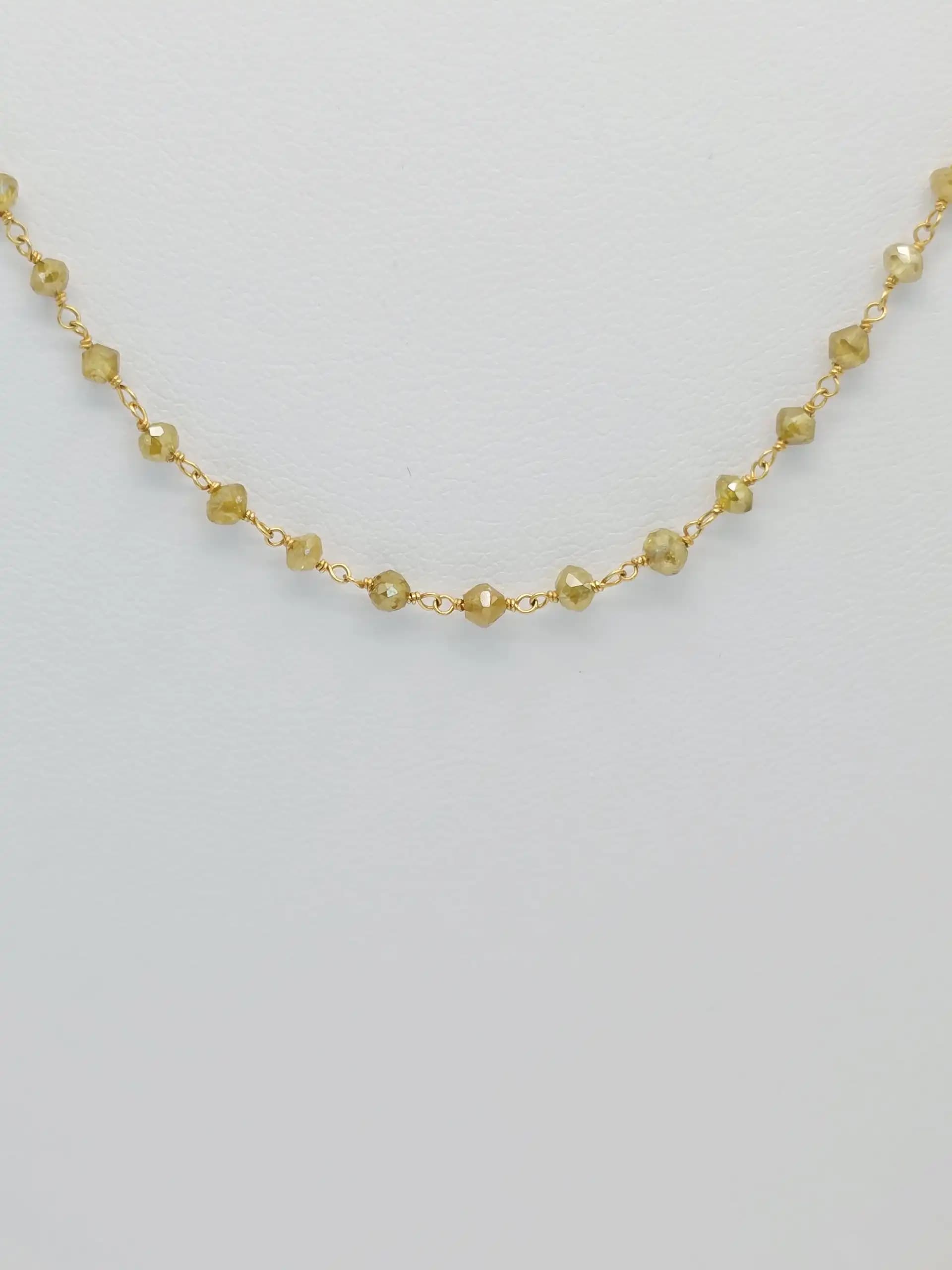 7.00 cts Yellow Color Diamond Beads Rosary Necklace
