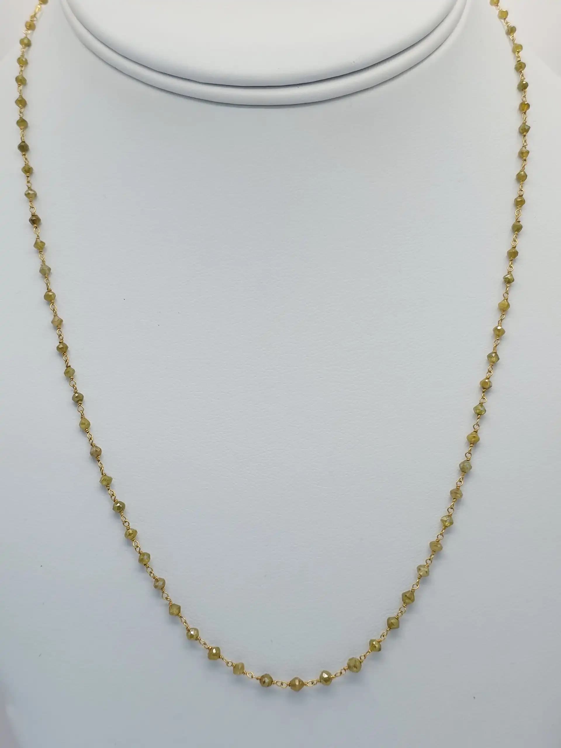 7.00 cts Yellow Color Diamond Beads Rosary Necklace