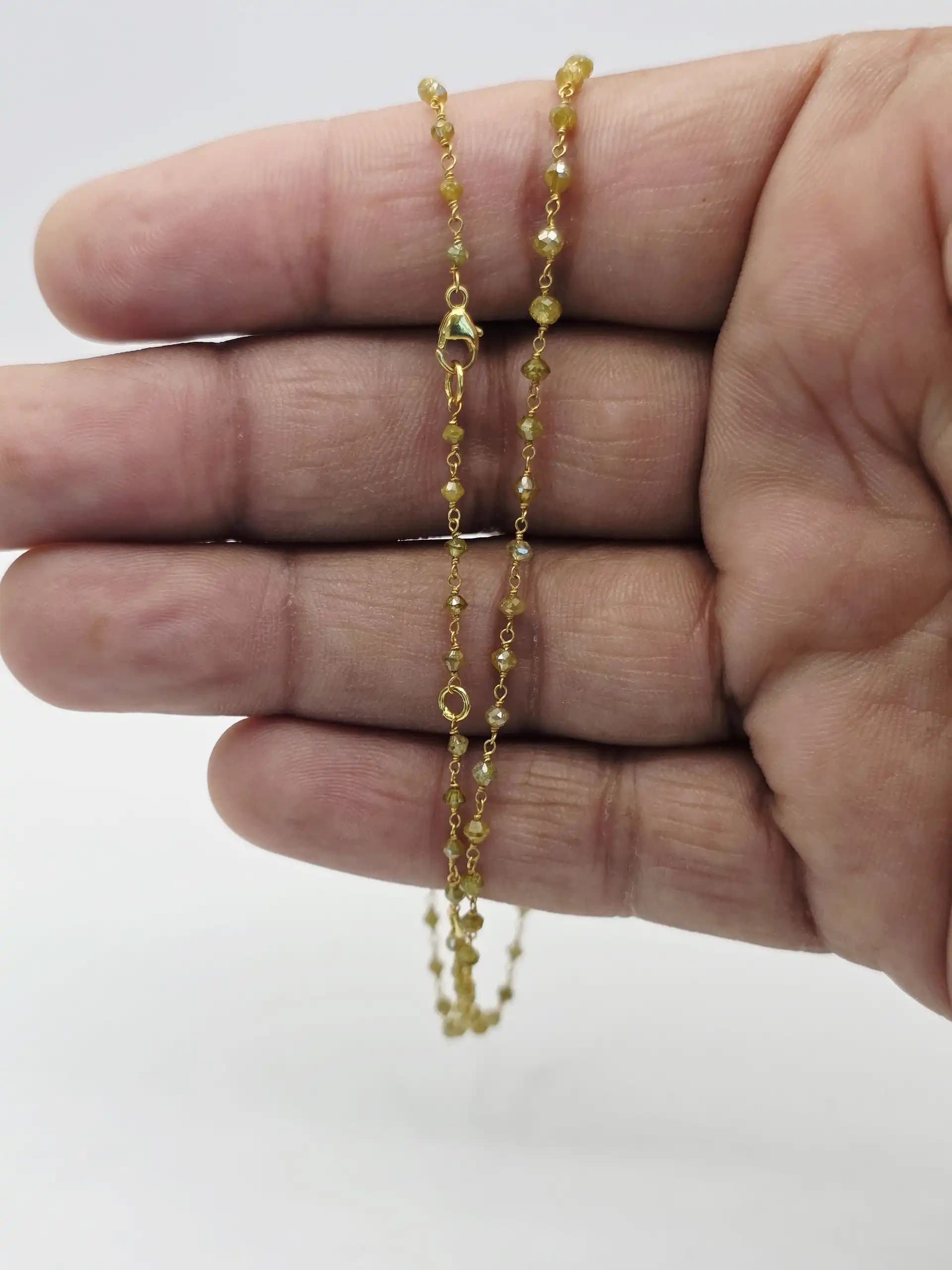 7.00 cts Yellow Color Diamond Beads Rosary Necklace