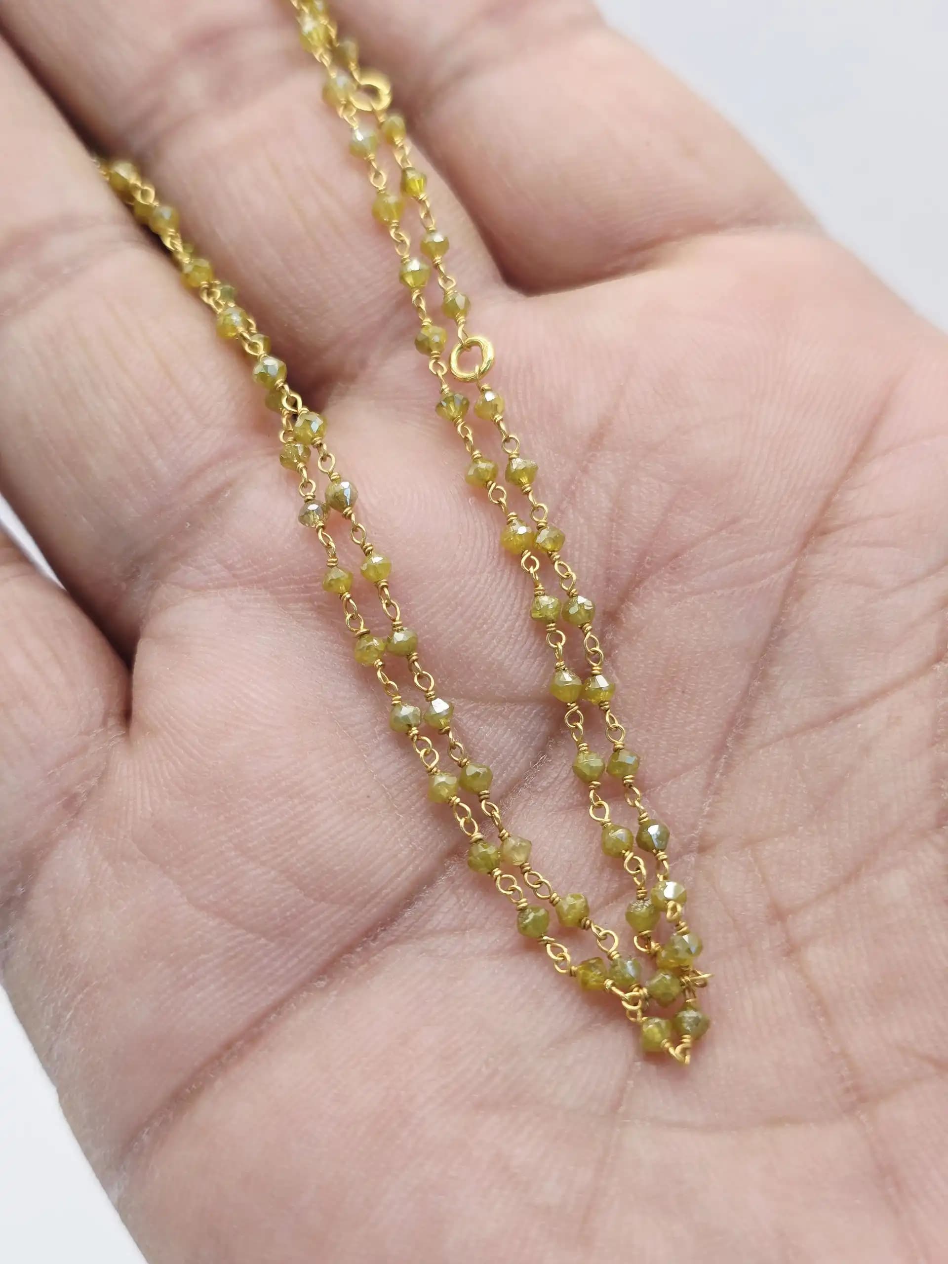 7.00 cts Yellow Color Diamond Beads Rosary Necklace