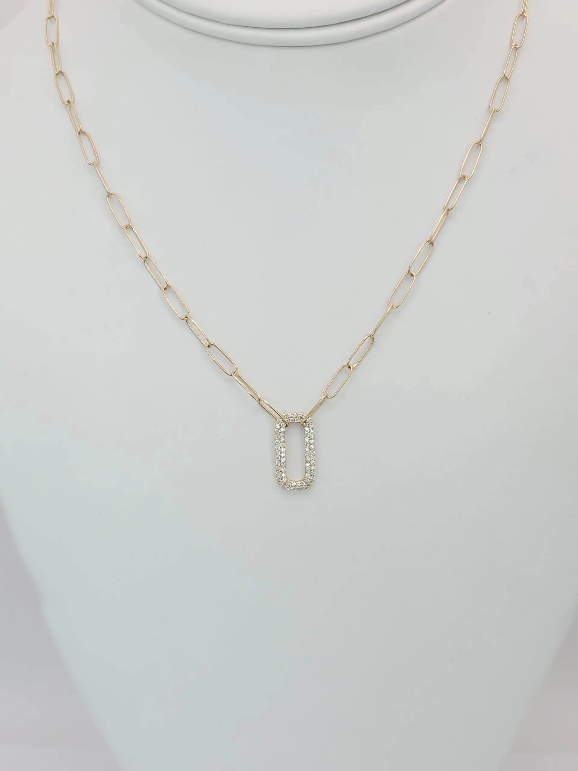 Diamond PaperClip Chain Necklace
