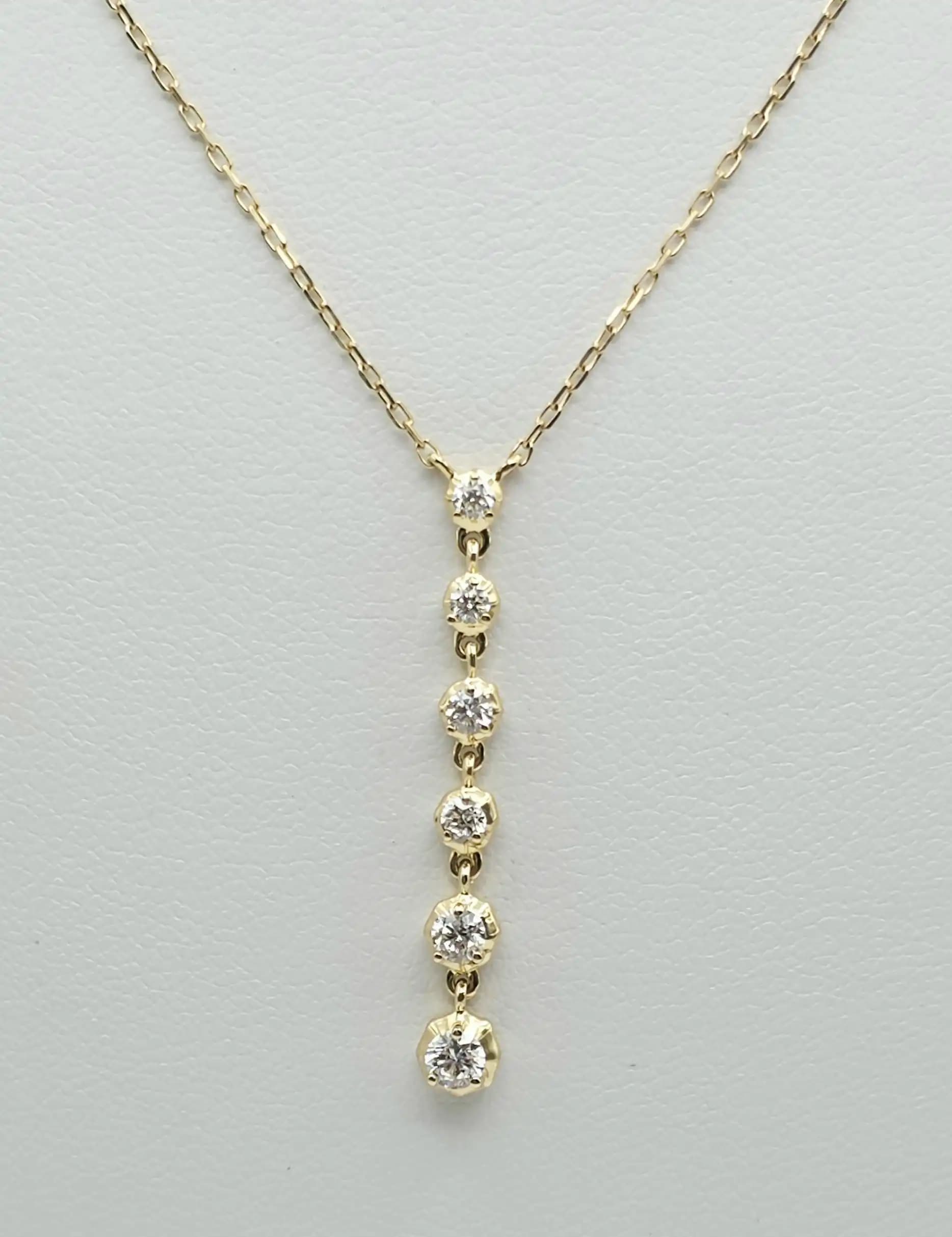 Gold Linear Diamond Drop Necklace