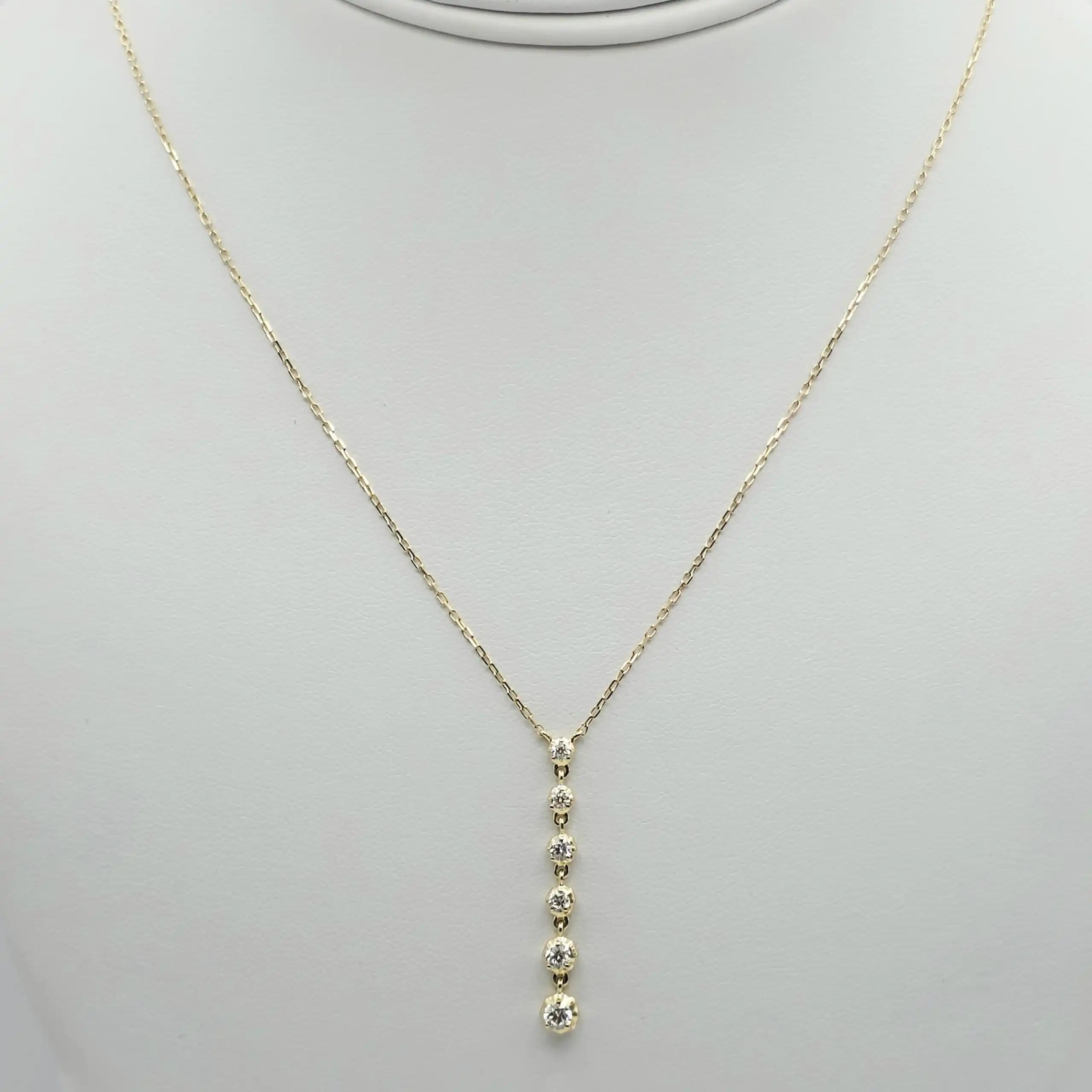 Gold Linear Diamond Drop Necklace