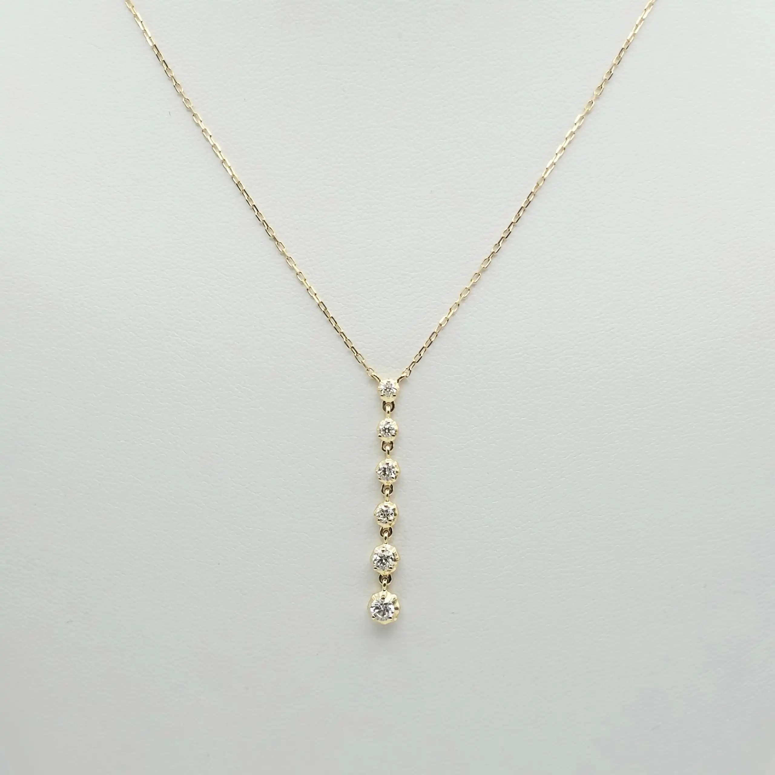 Gold Linear Diamond Drop Necklace