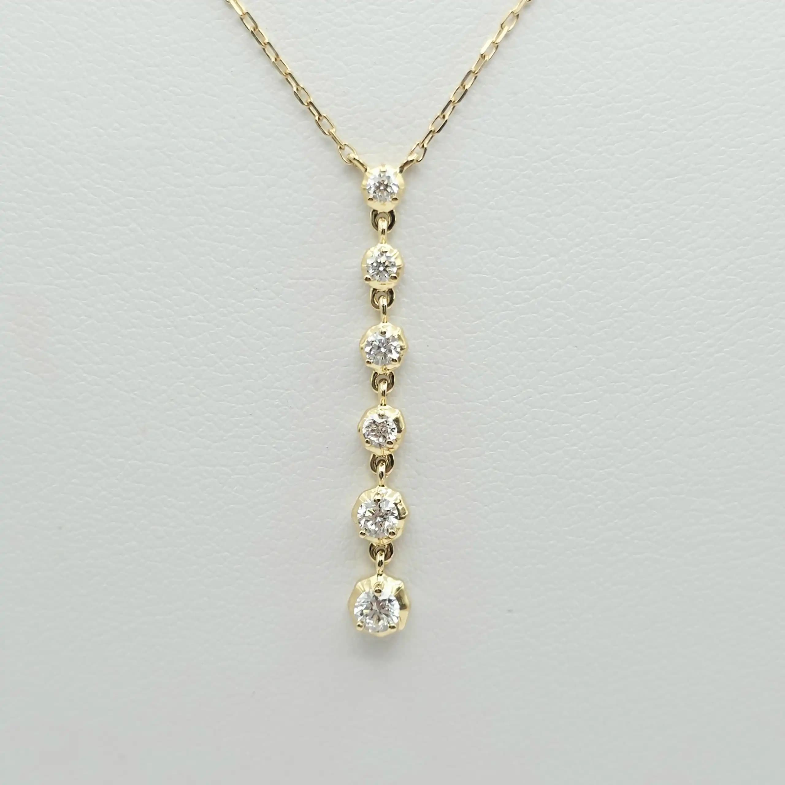 Gold Linear Diamond Drop Necklace