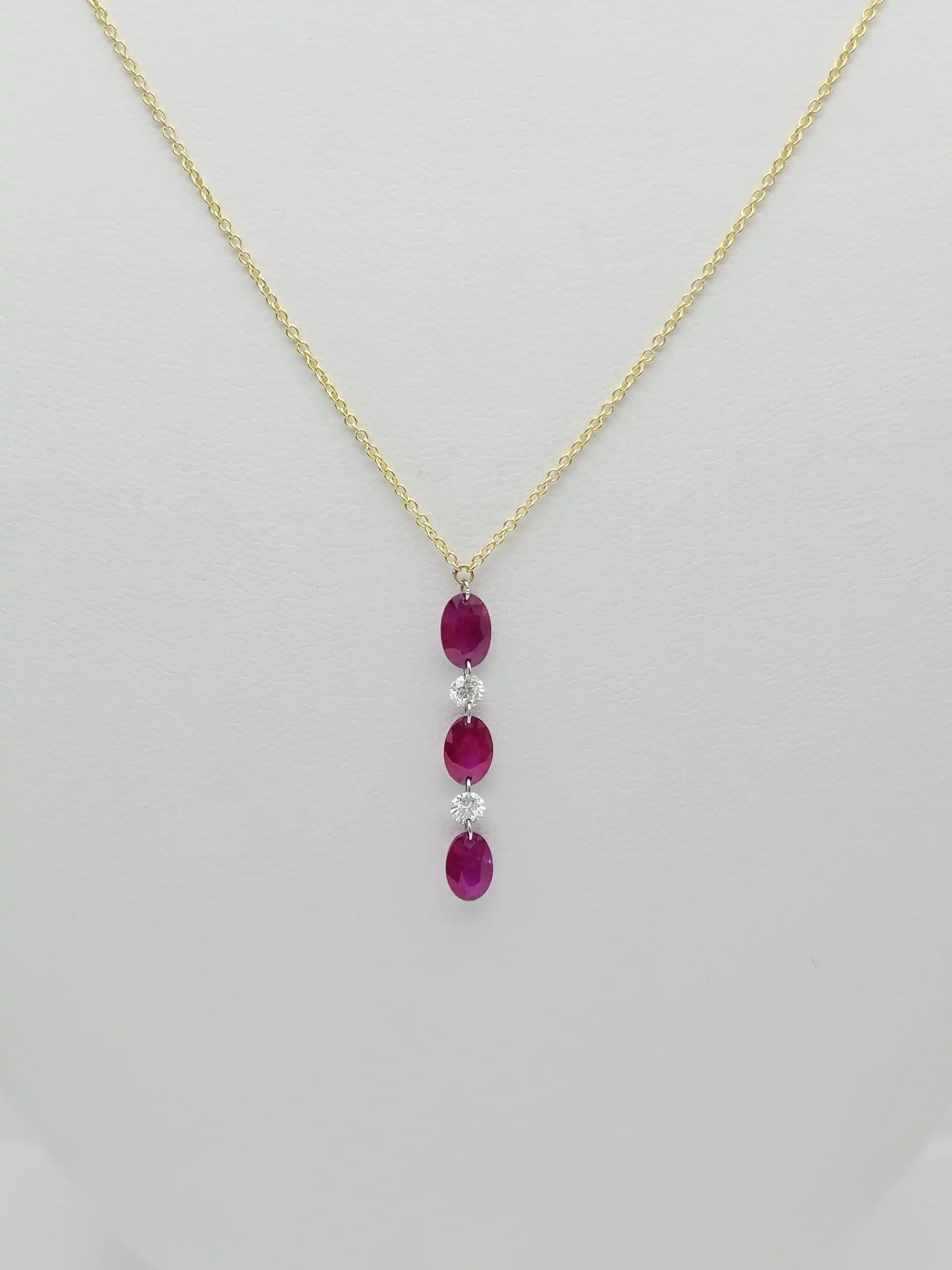 Ruby and Diamond Drop Lariat Necklace