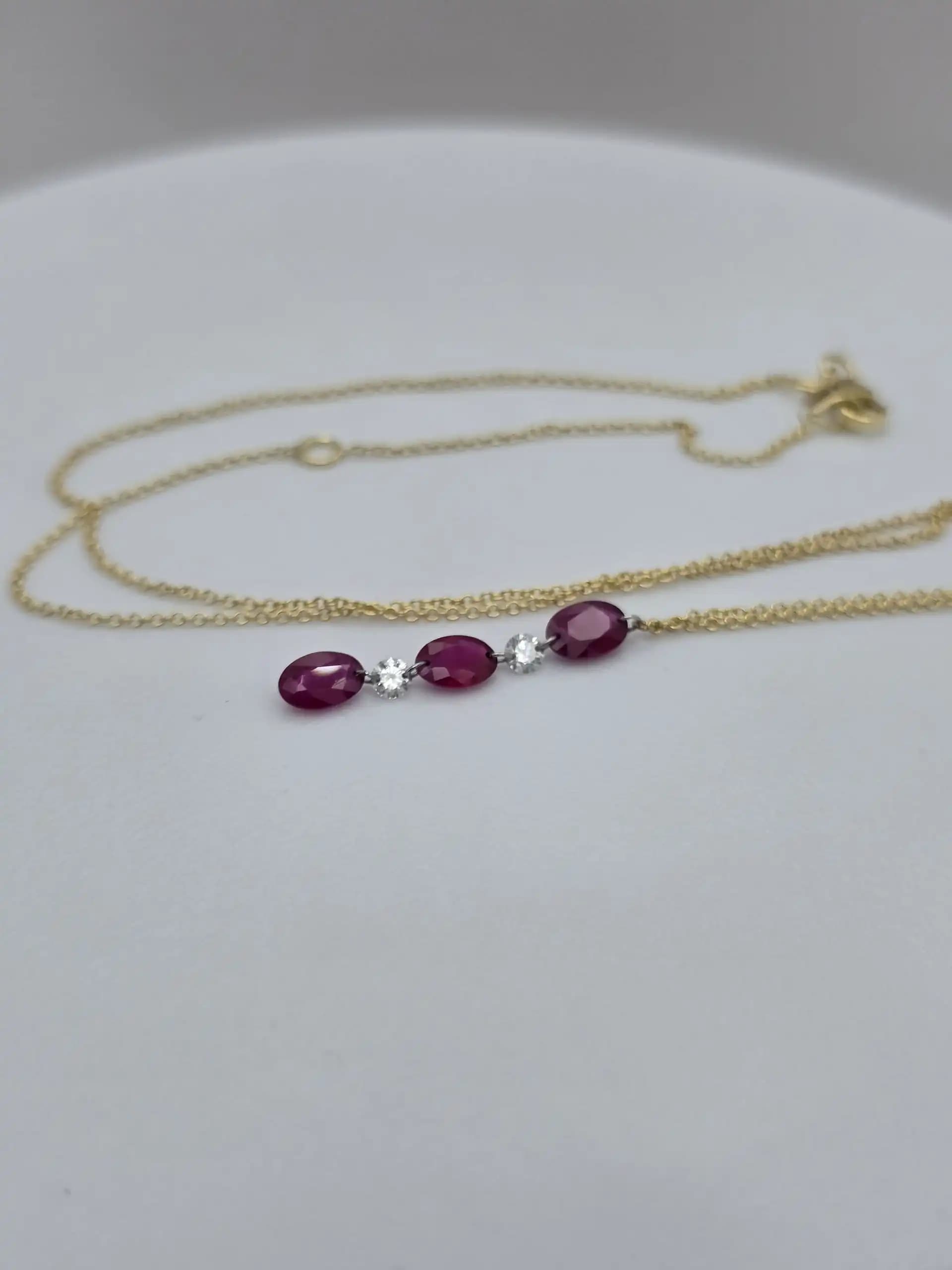 Ruby and Diamond Drop Lariat Necklace
