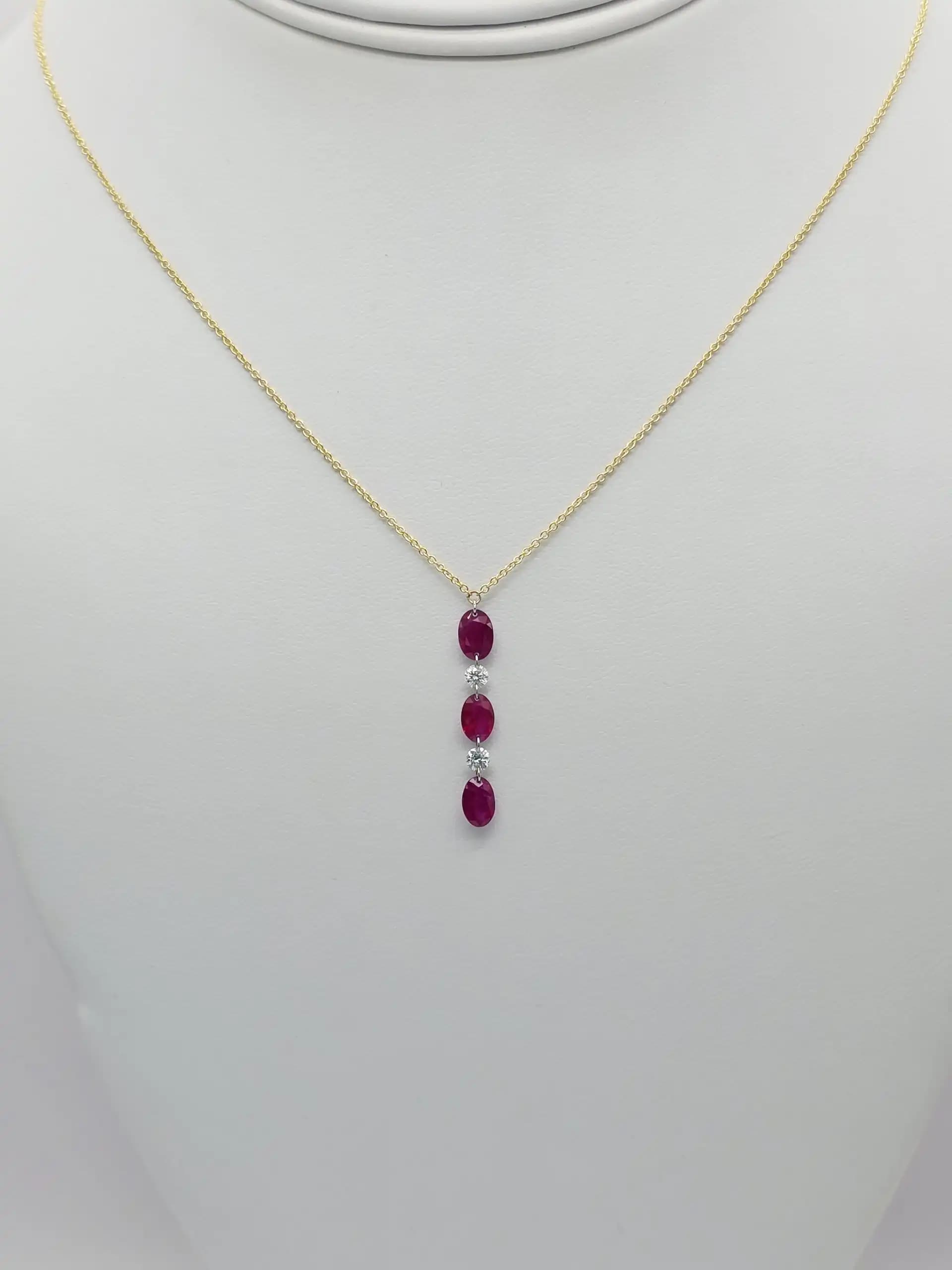 Ruby and Diamond Drop Lariat Necklace