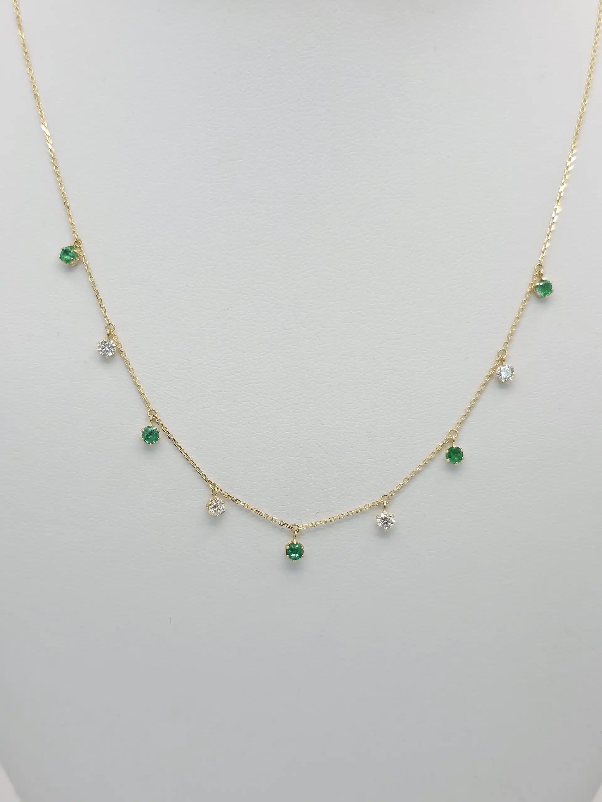 Emerald Diamond Dangle Necklace
