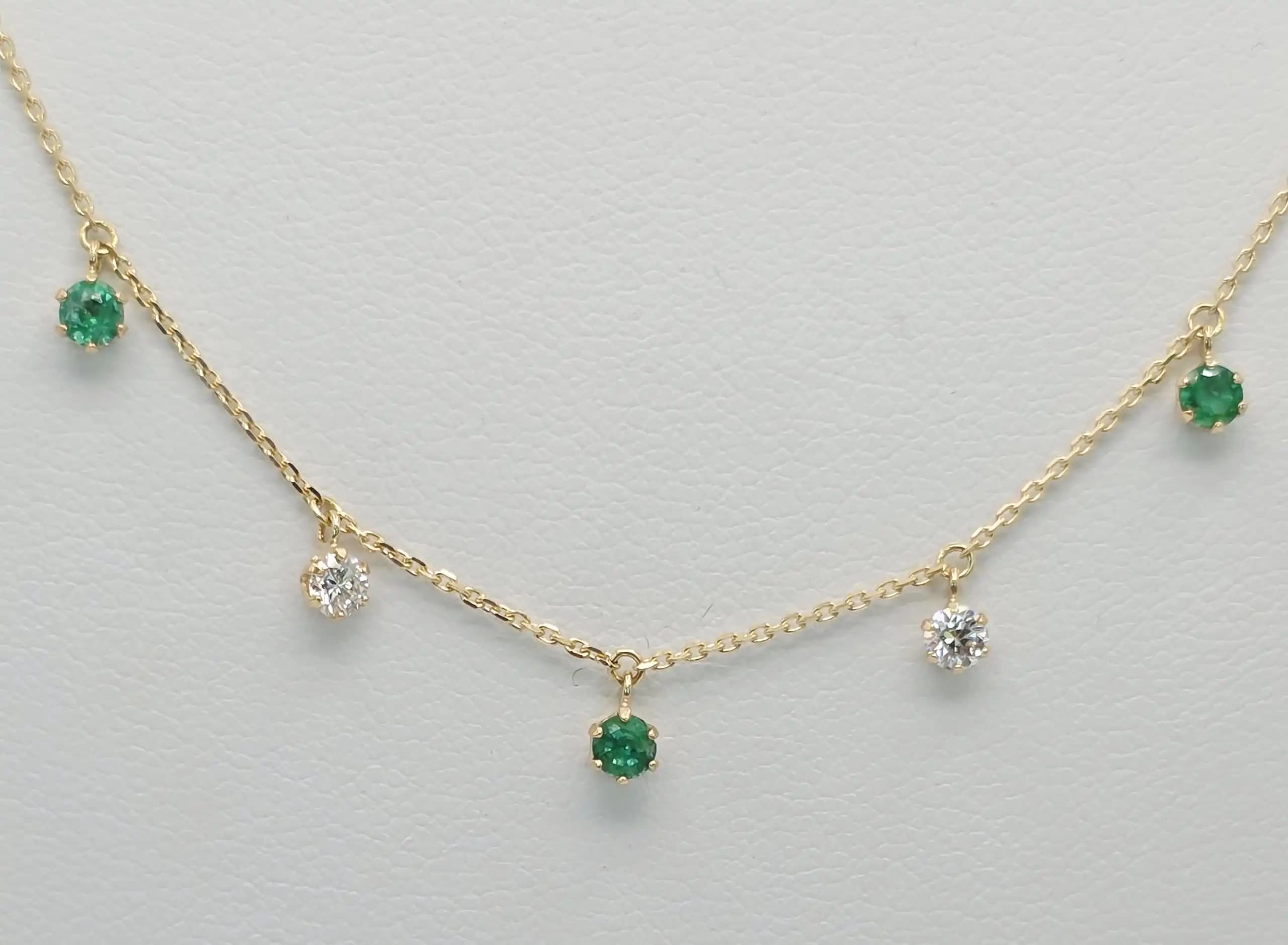 Emerald Diamond Dangle Necklace