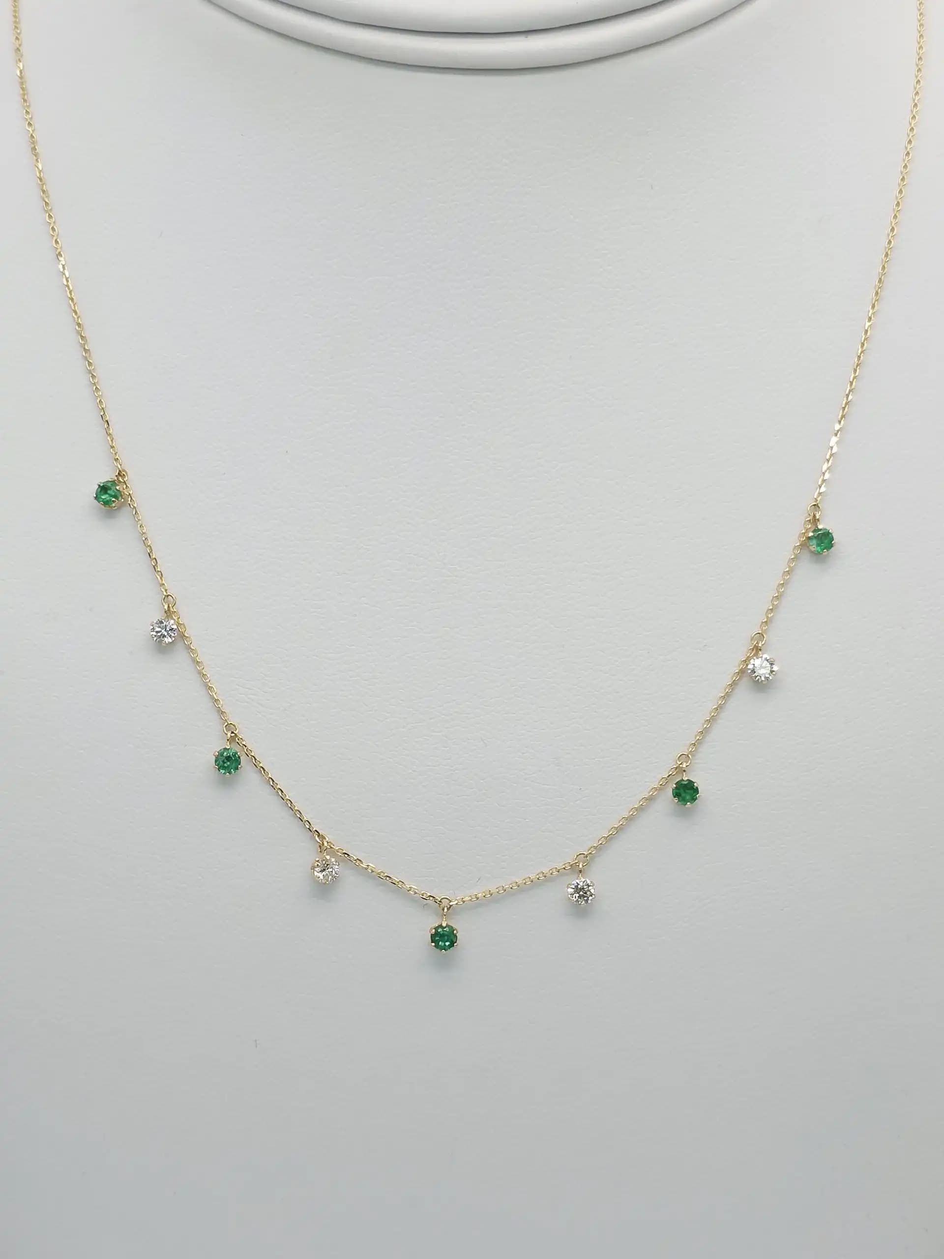 Emerald Diamond Dangle Necklace