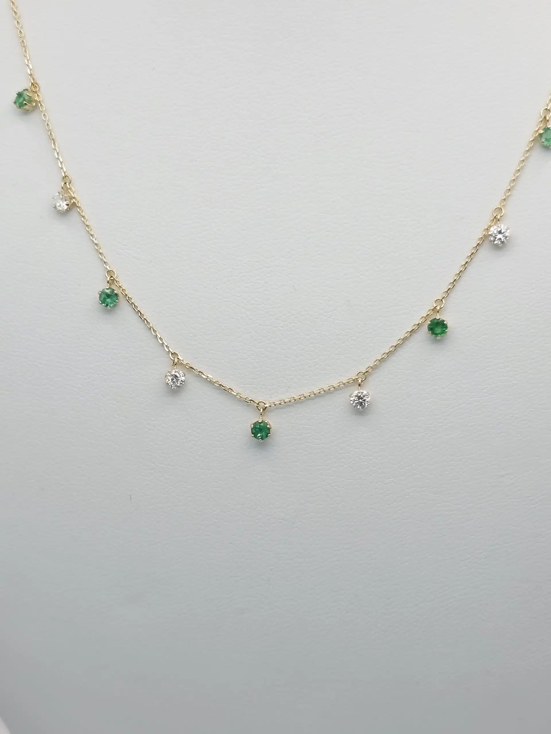 Emerald Diamond Dangle Necklace