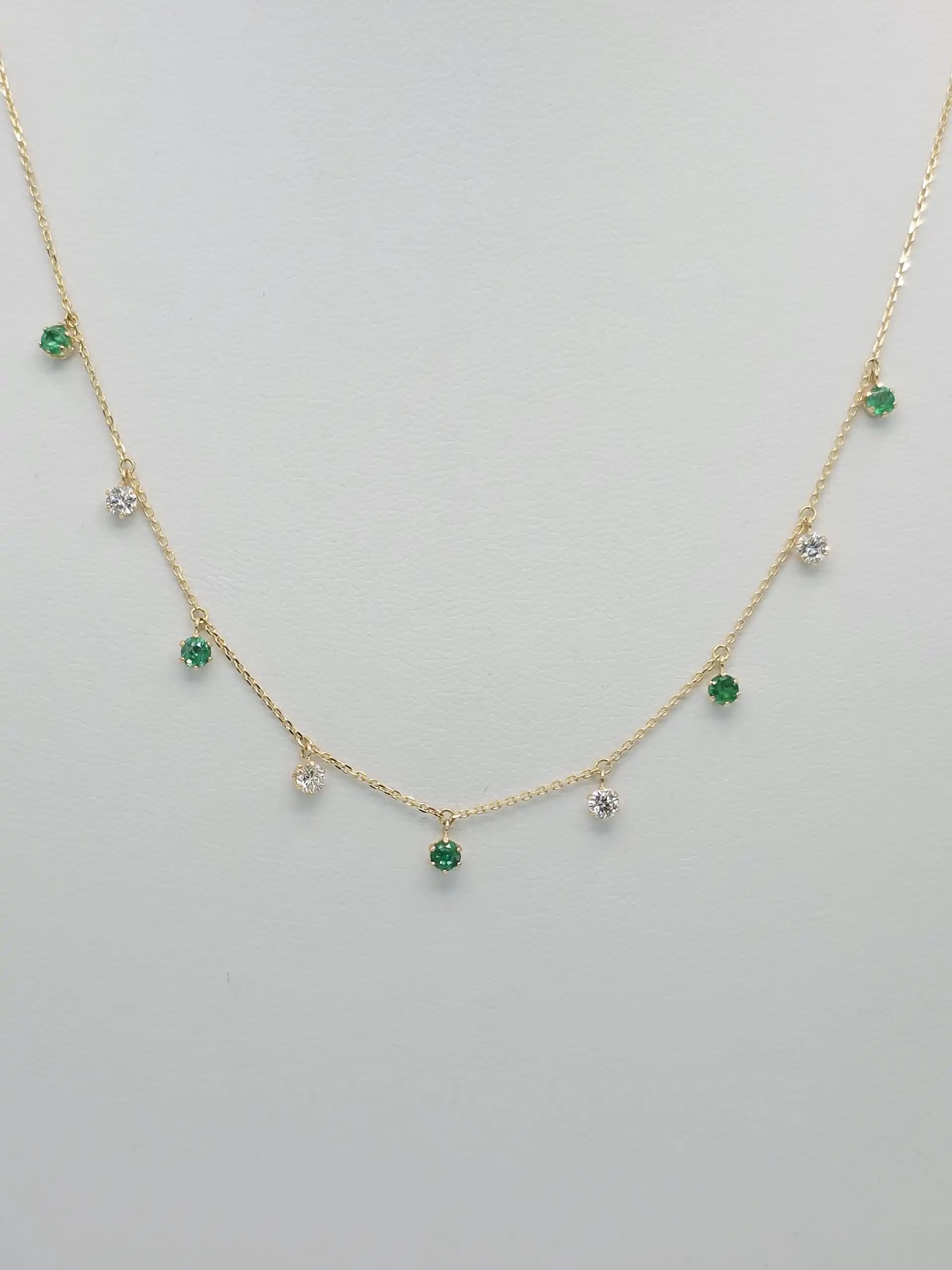 Emerald Diamond Dangle Necklace