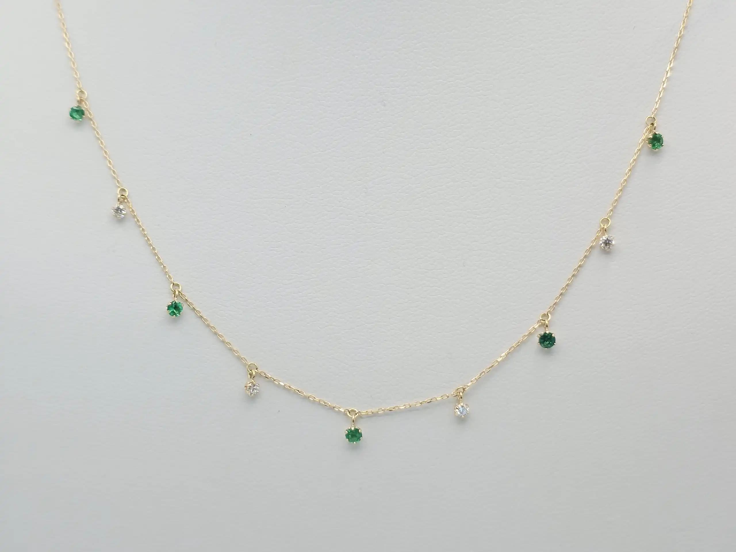 Emerald Diamond Dangle Necklace