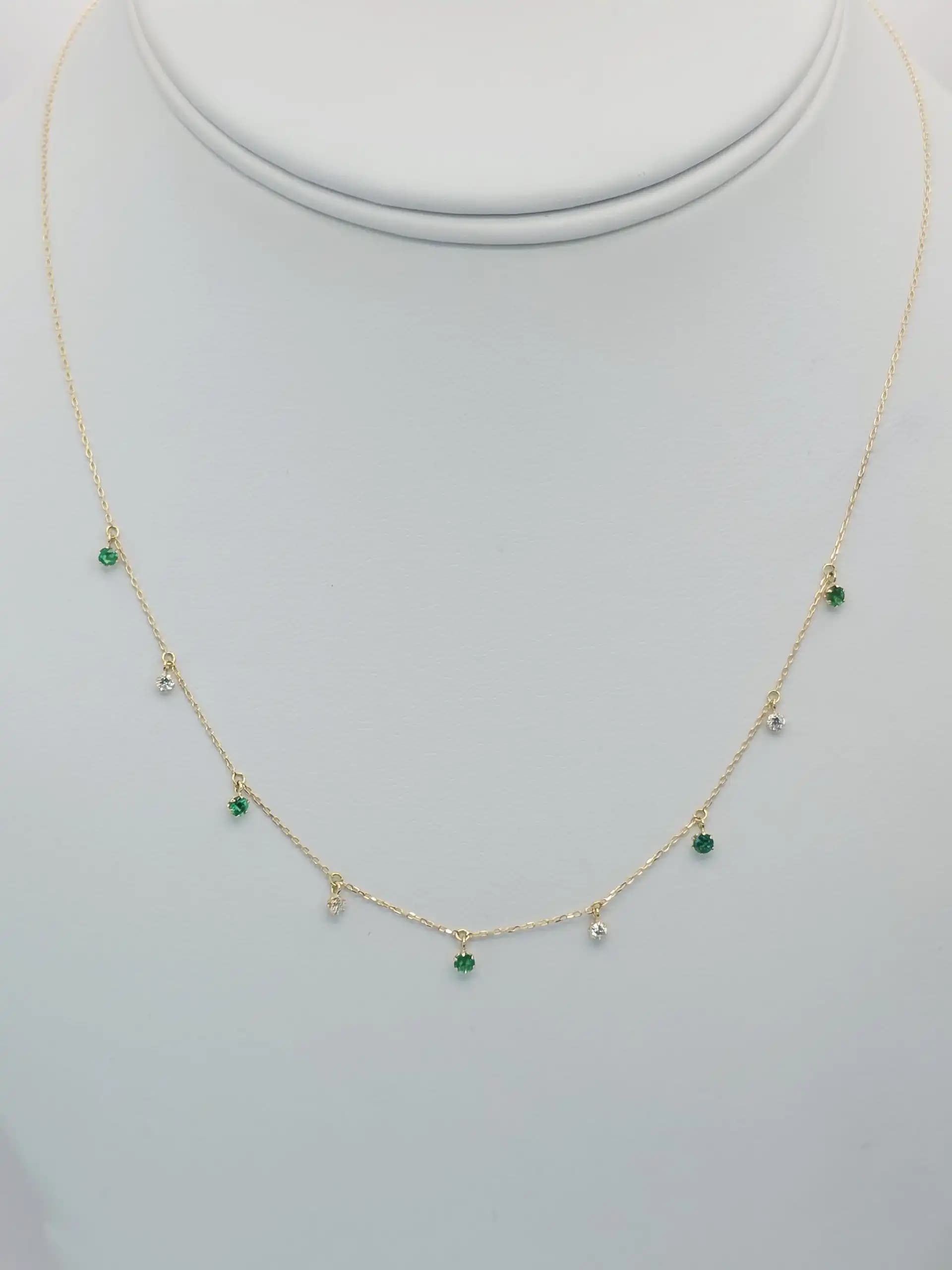 Emerald Diamond Dangle Necklace