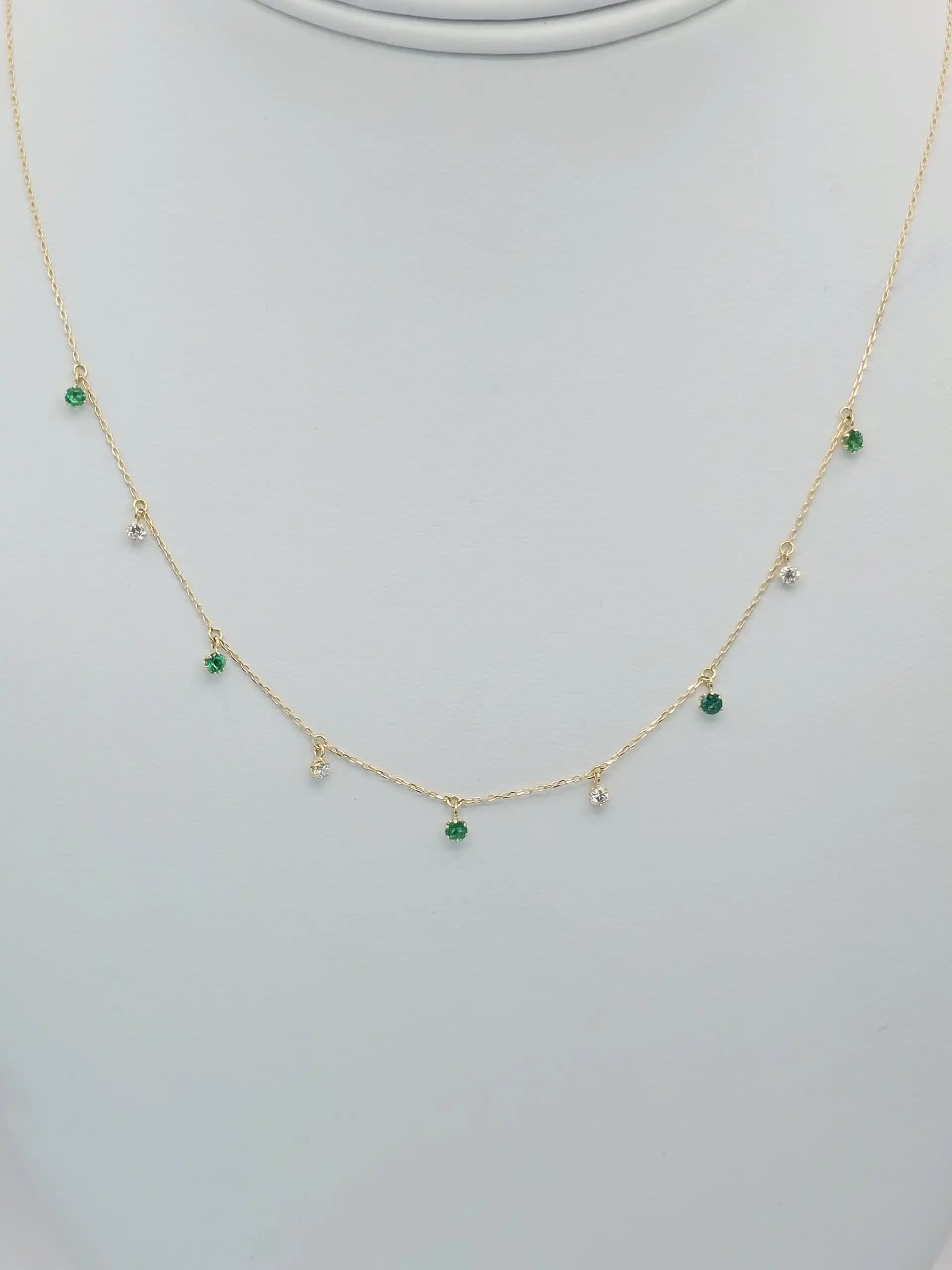 Emerald Diamond Dangle Necklace