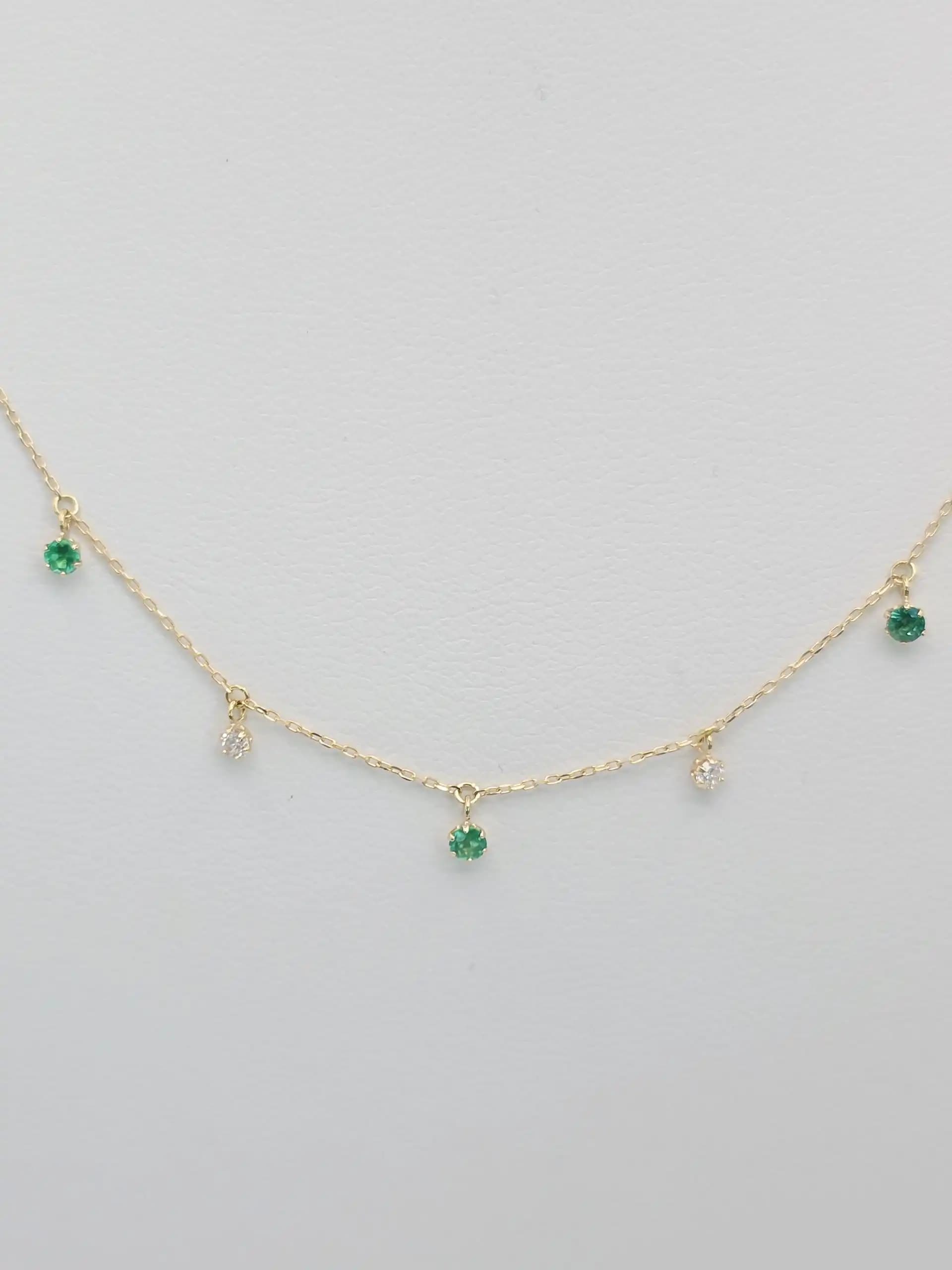 Emerald Diamond Dangle Necklace