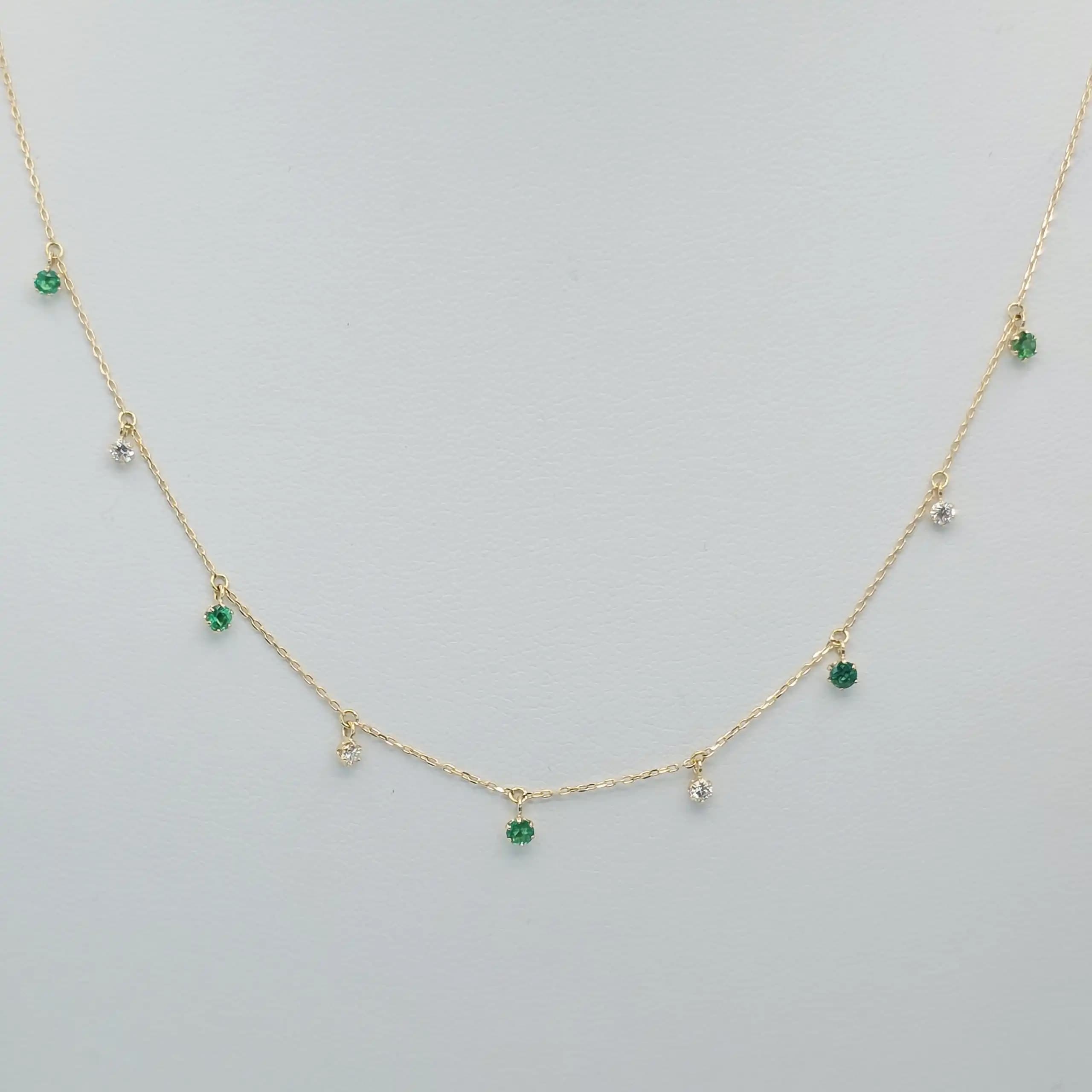 Emerald Diamond Dangle Necklace