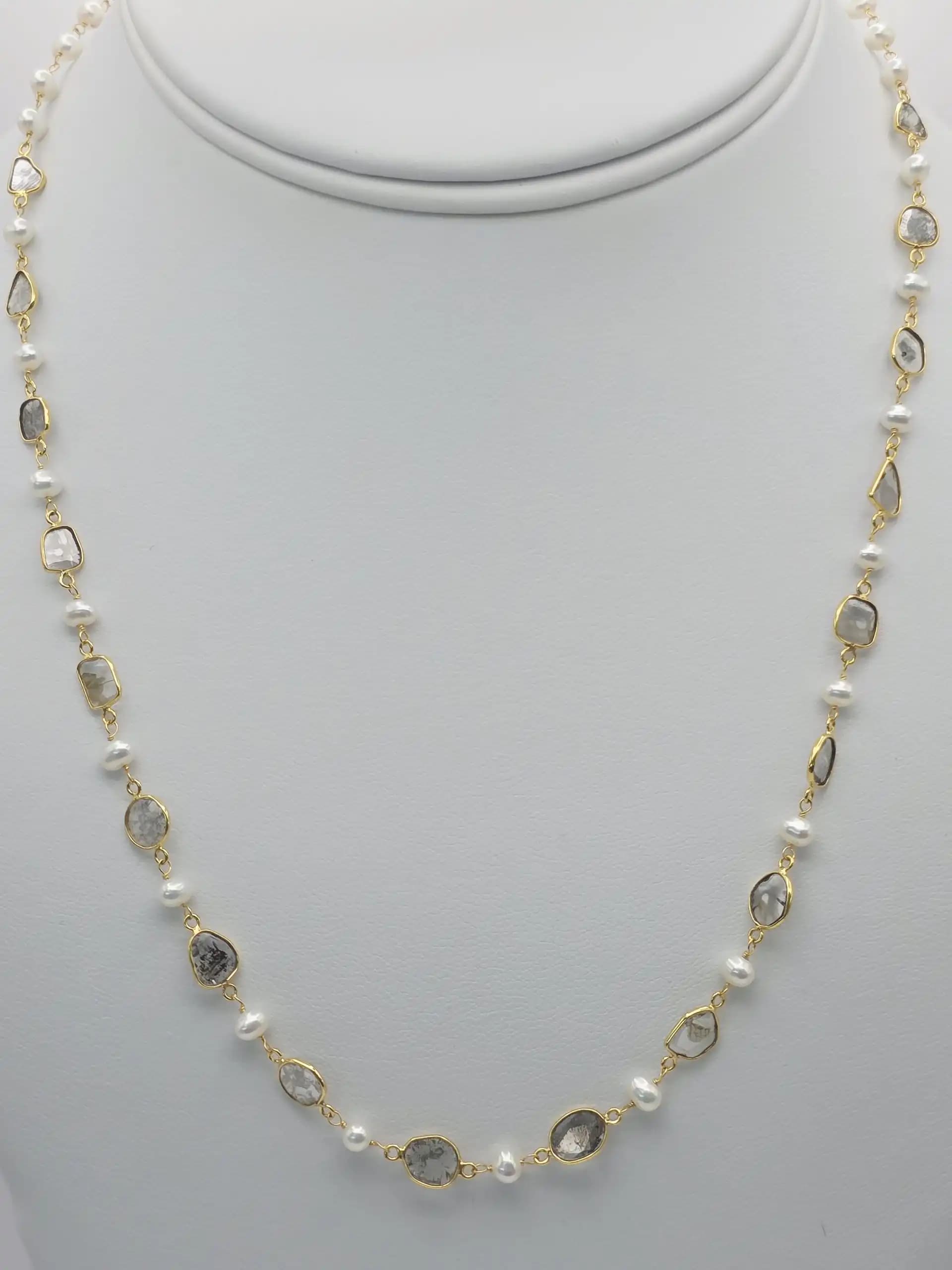 Diamond with Natural Pearl Neckllace