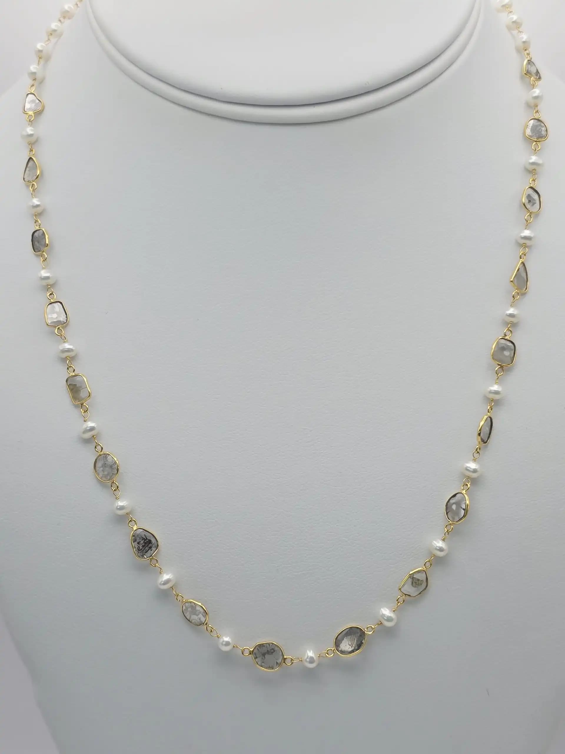 Diamond with Natural Pearl Neckllace