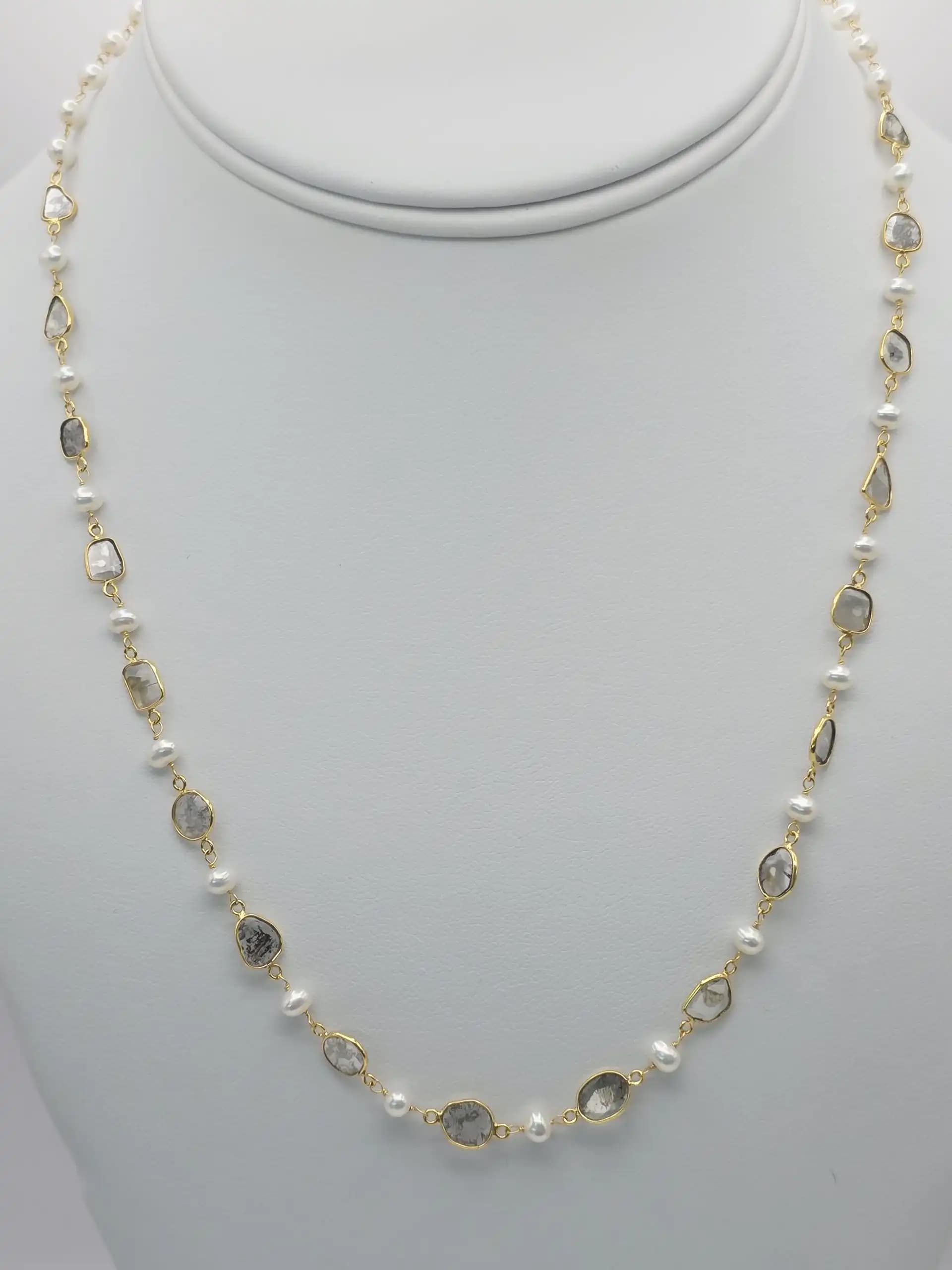 Diamond with Natural Pearl Neckllace