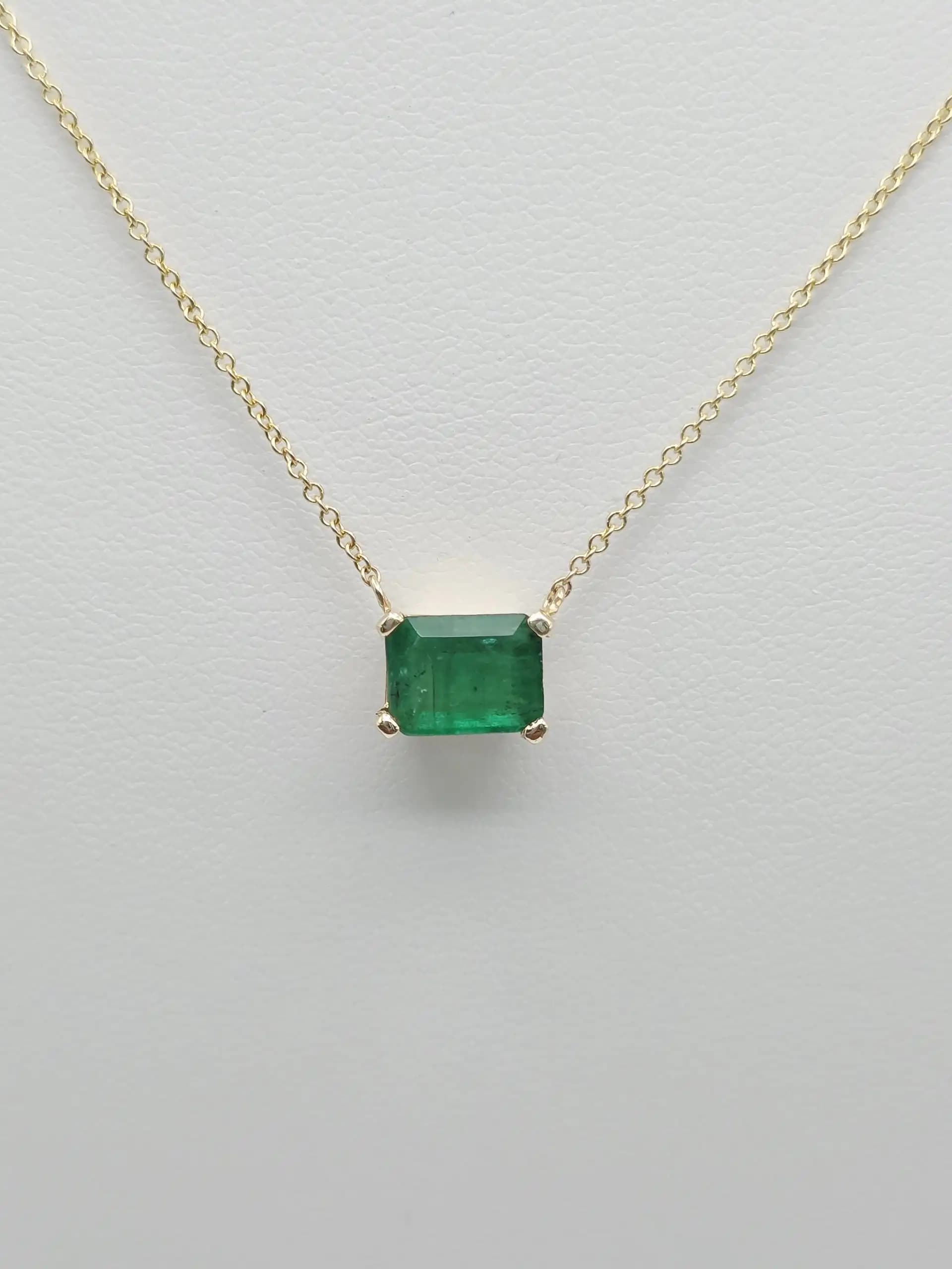 East-West Emerlad cut Solitaire Necklace