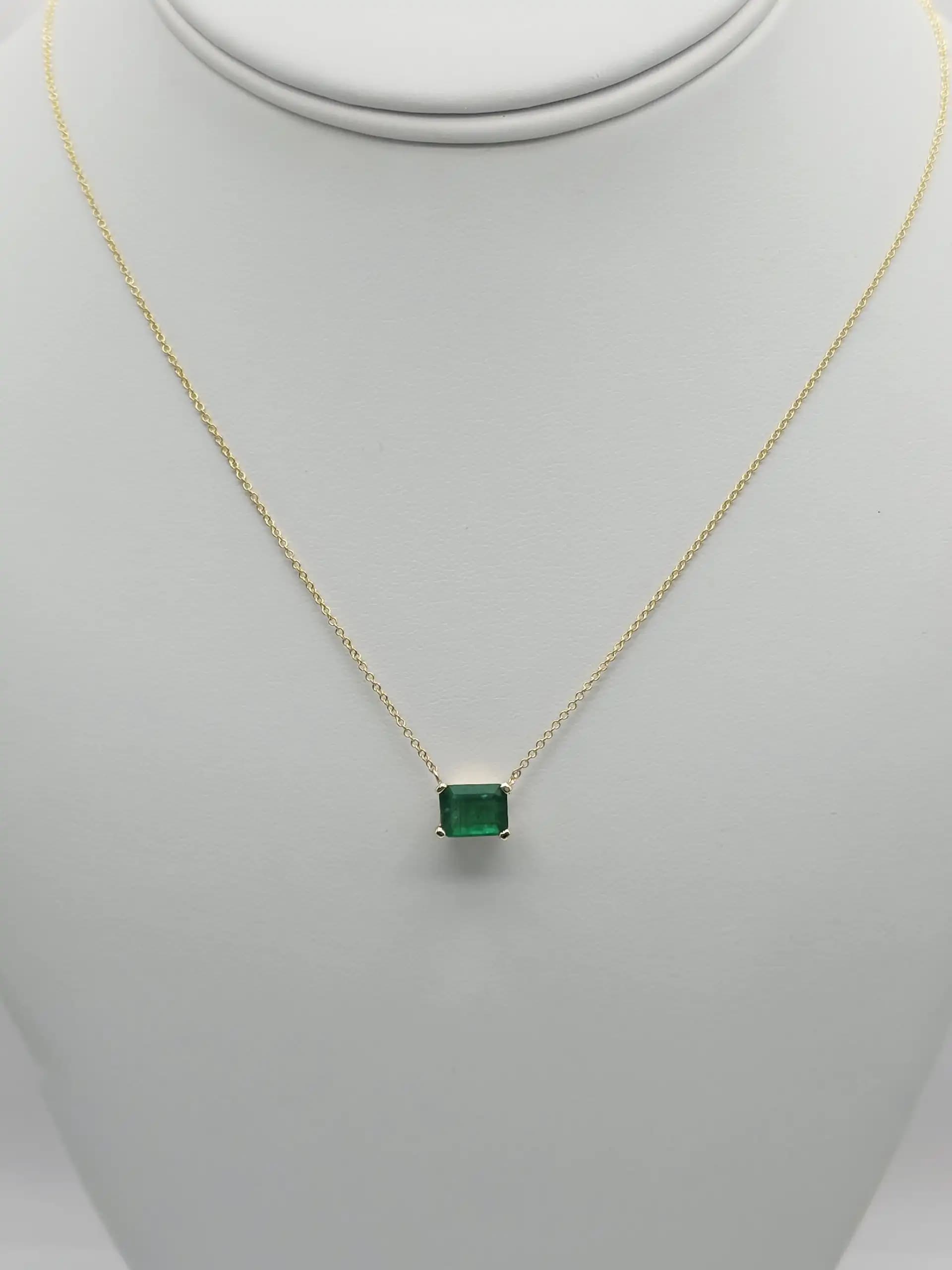 East-West Emerlad cut Solitaire Necklace