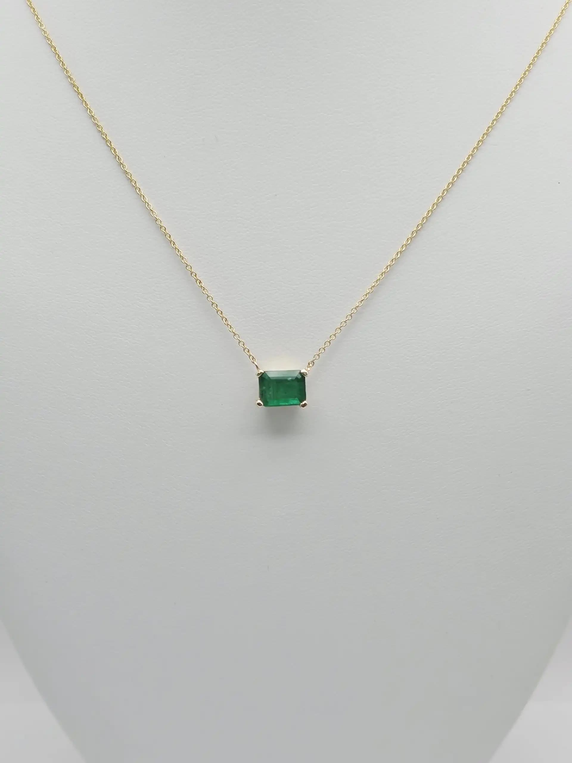 East-West Emerlad cut Solitaire Necklace