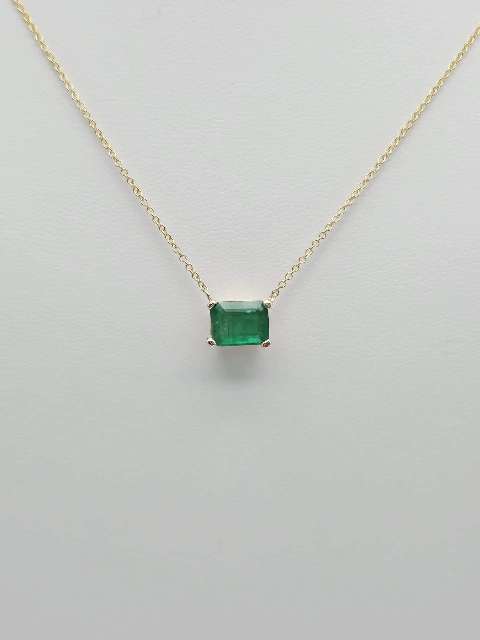 East-West Emerlad cut Solitaire Necklace
