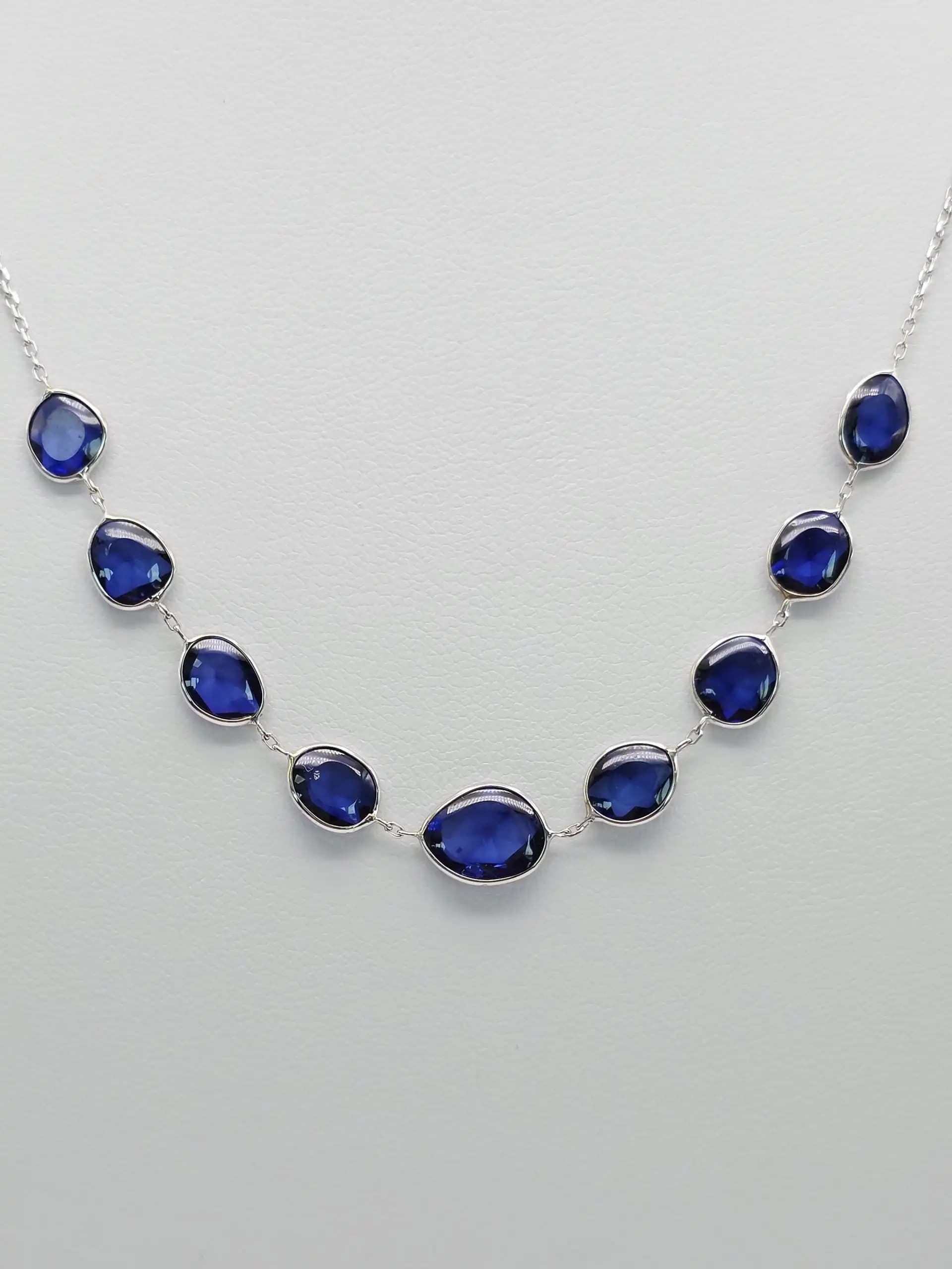 Sapphire Graduated Station Necklace