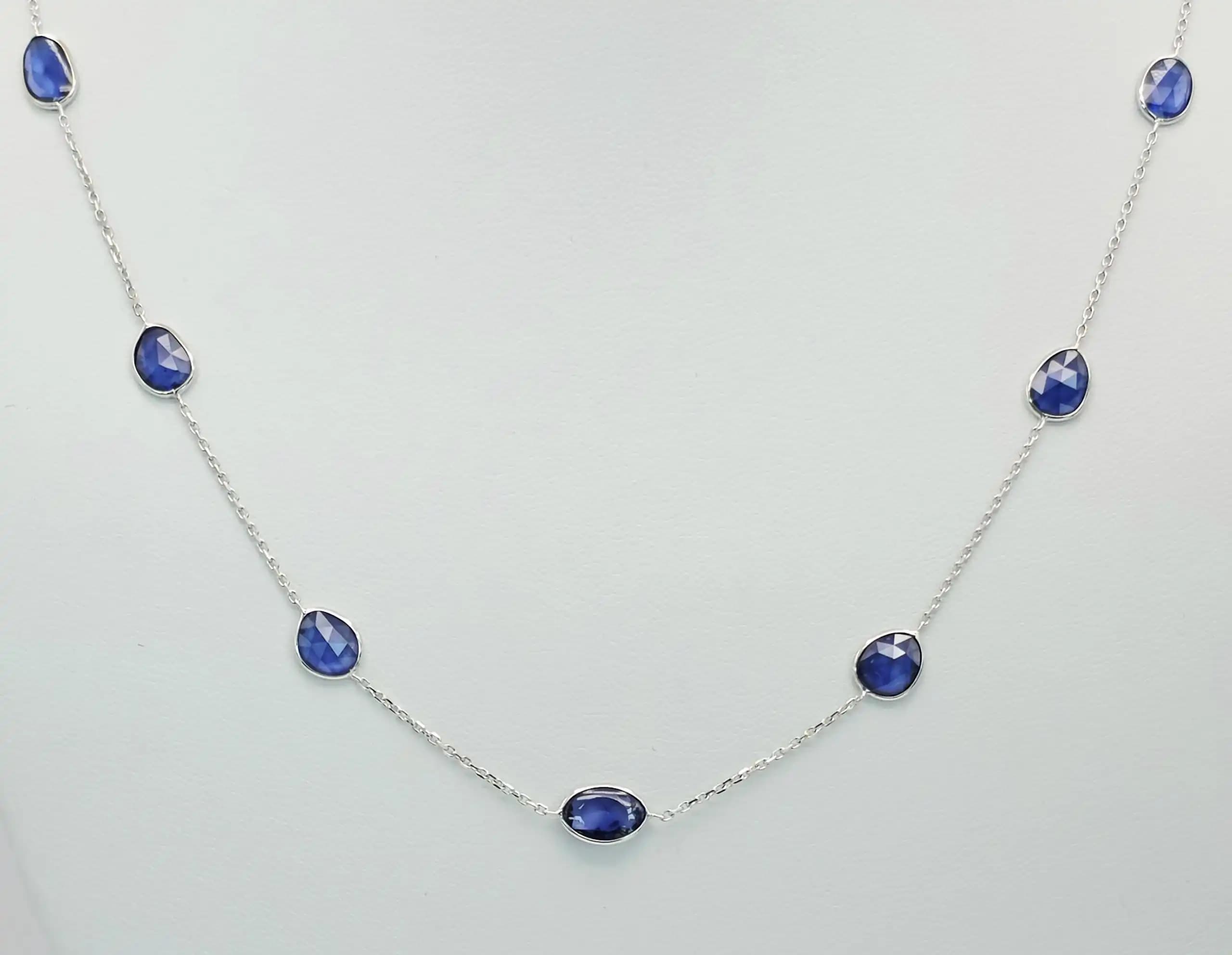 Bezel Set Sapphire Station Necklace