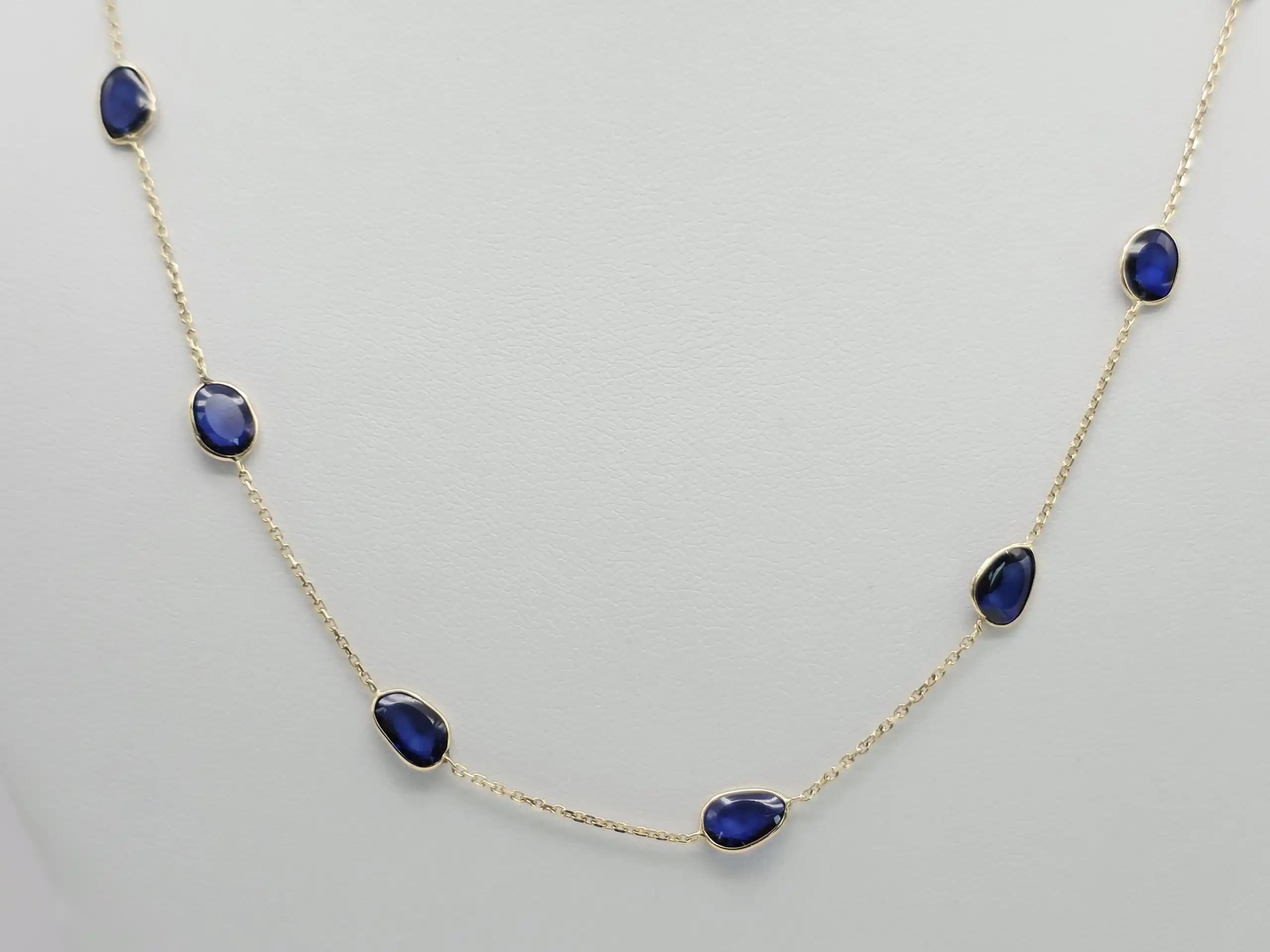 Bezel Set Sapphire Station Necklace