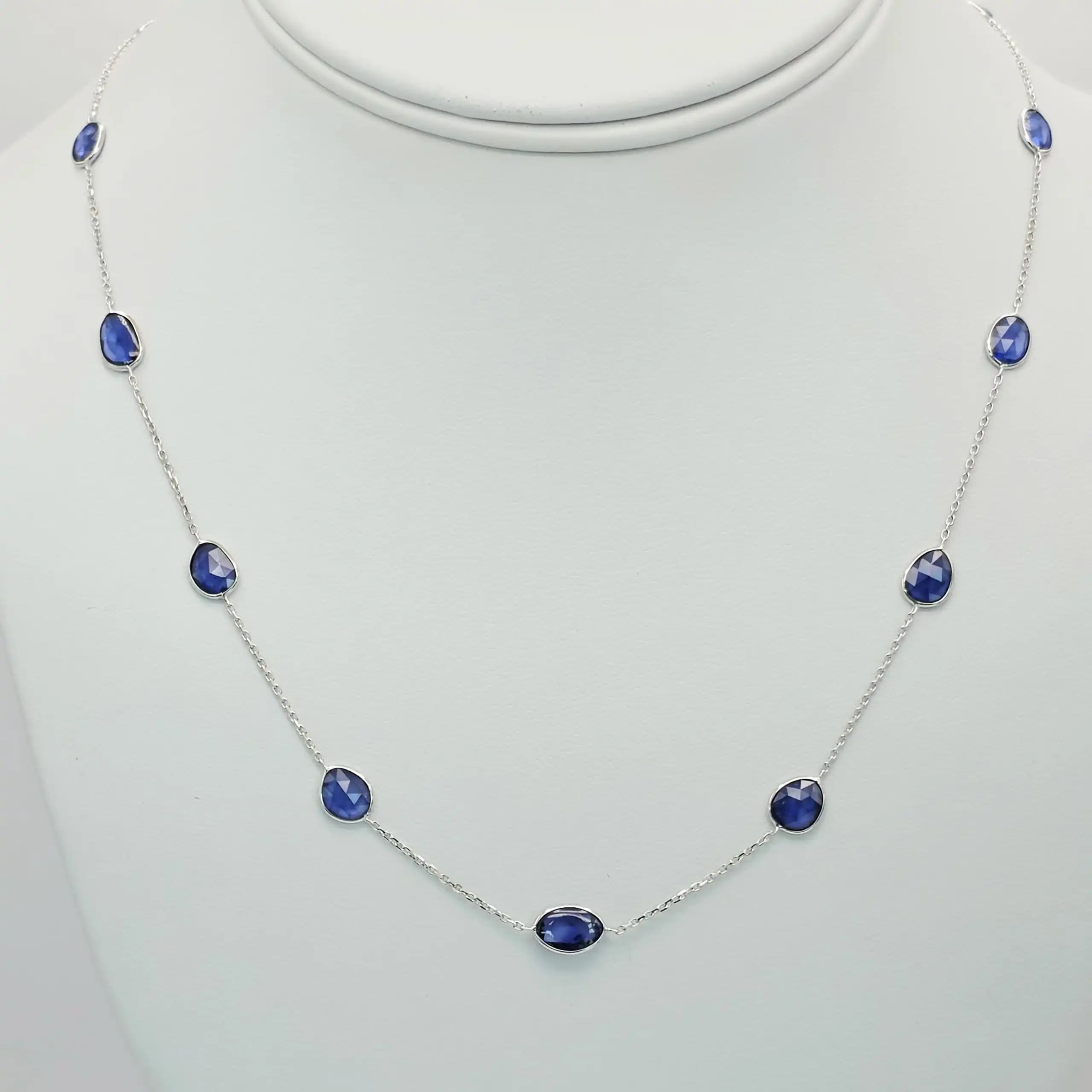 Bezel Set Sapphire Station Necklace
