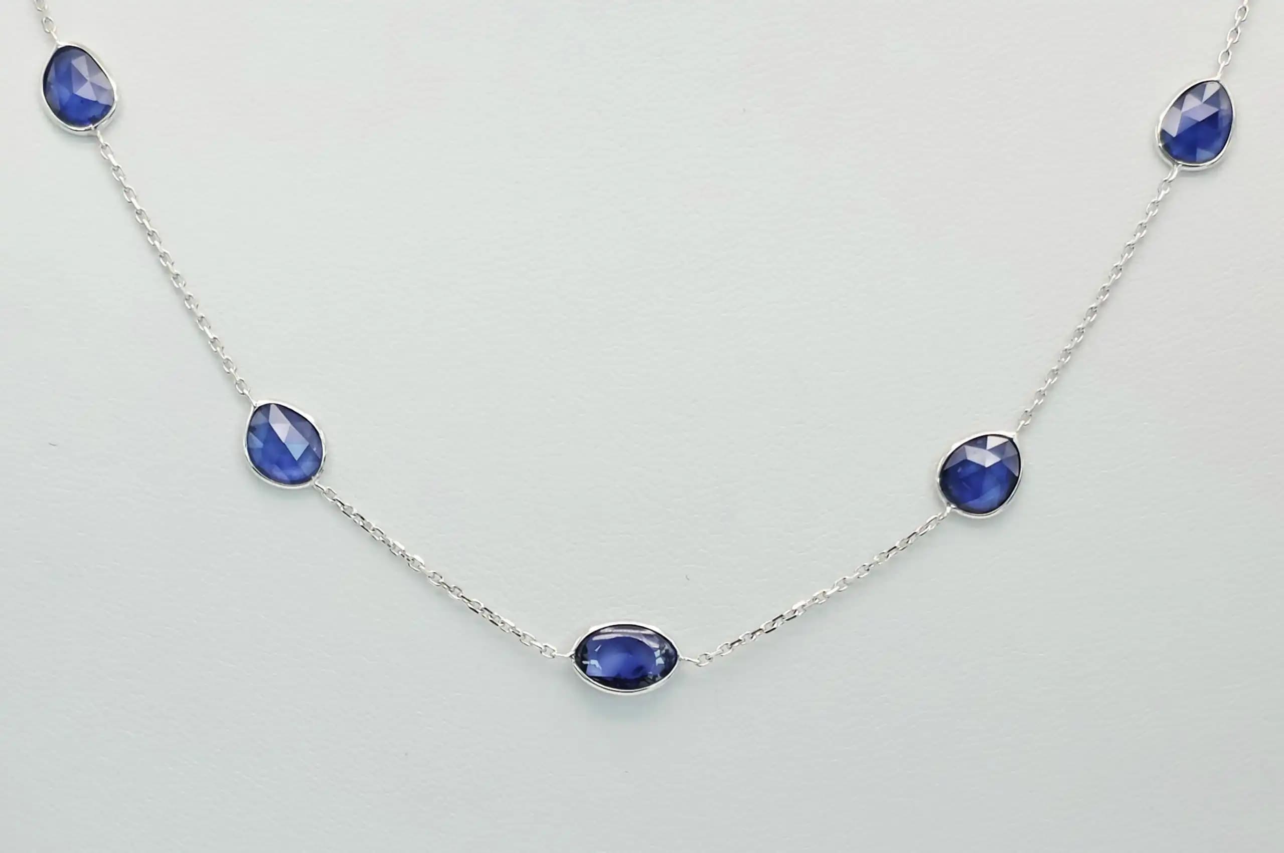 Bezel Set Sapphire Station Necklace