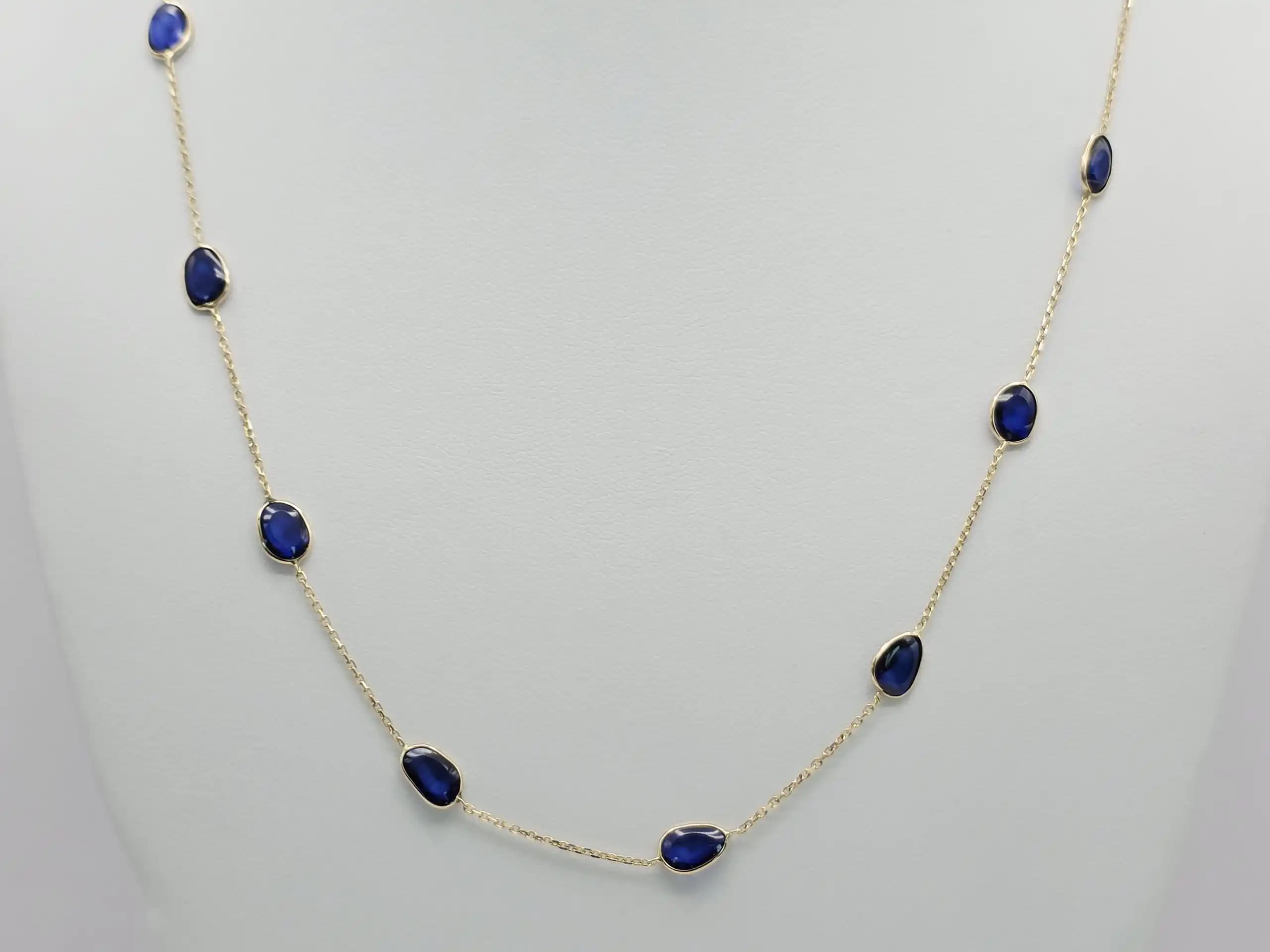 Bezel Set Sapphire Station Necklace