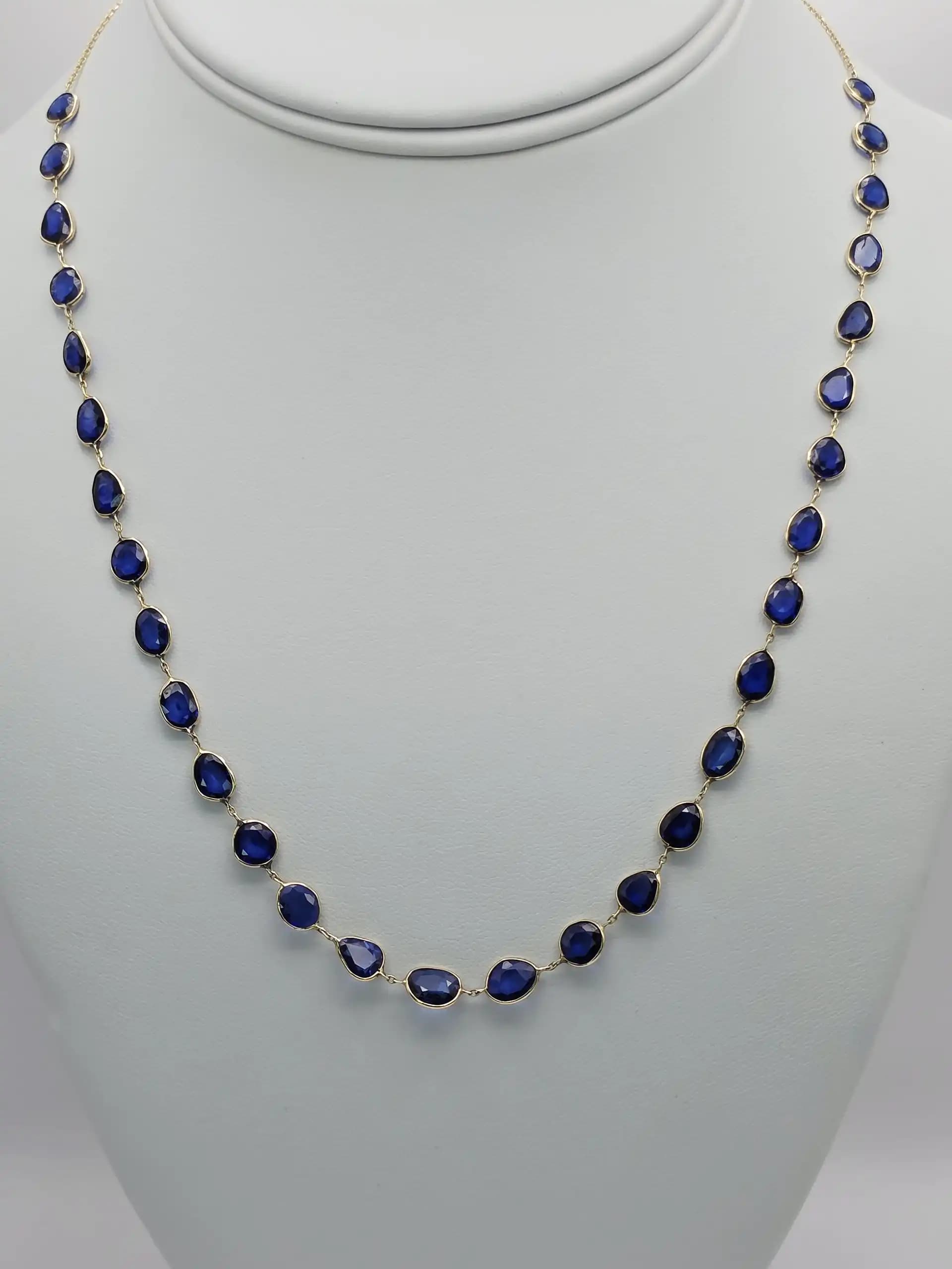 Bezel set Sapphire Slice Necklace
