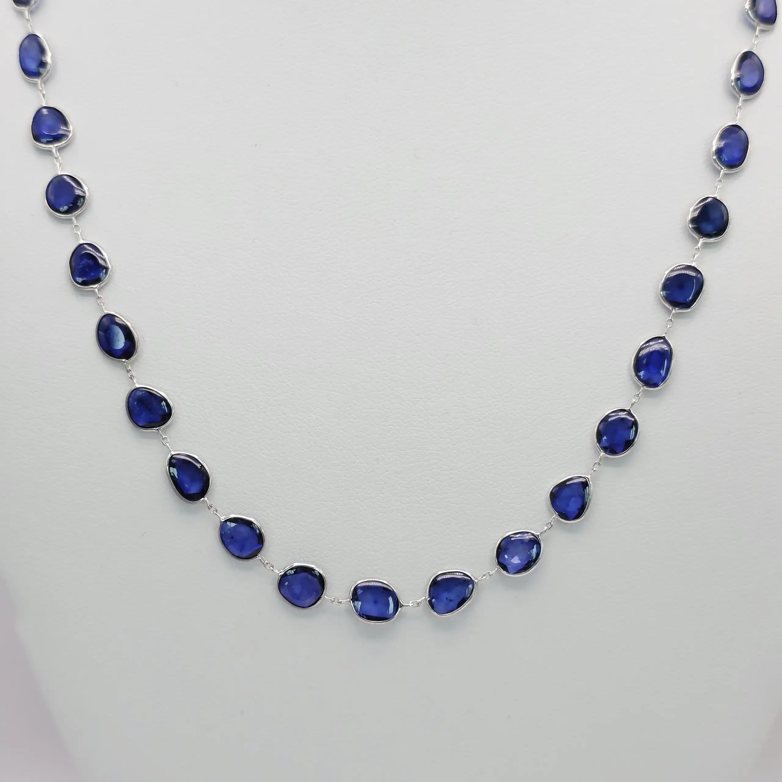 Bezel set Sapphire Slice Necklace