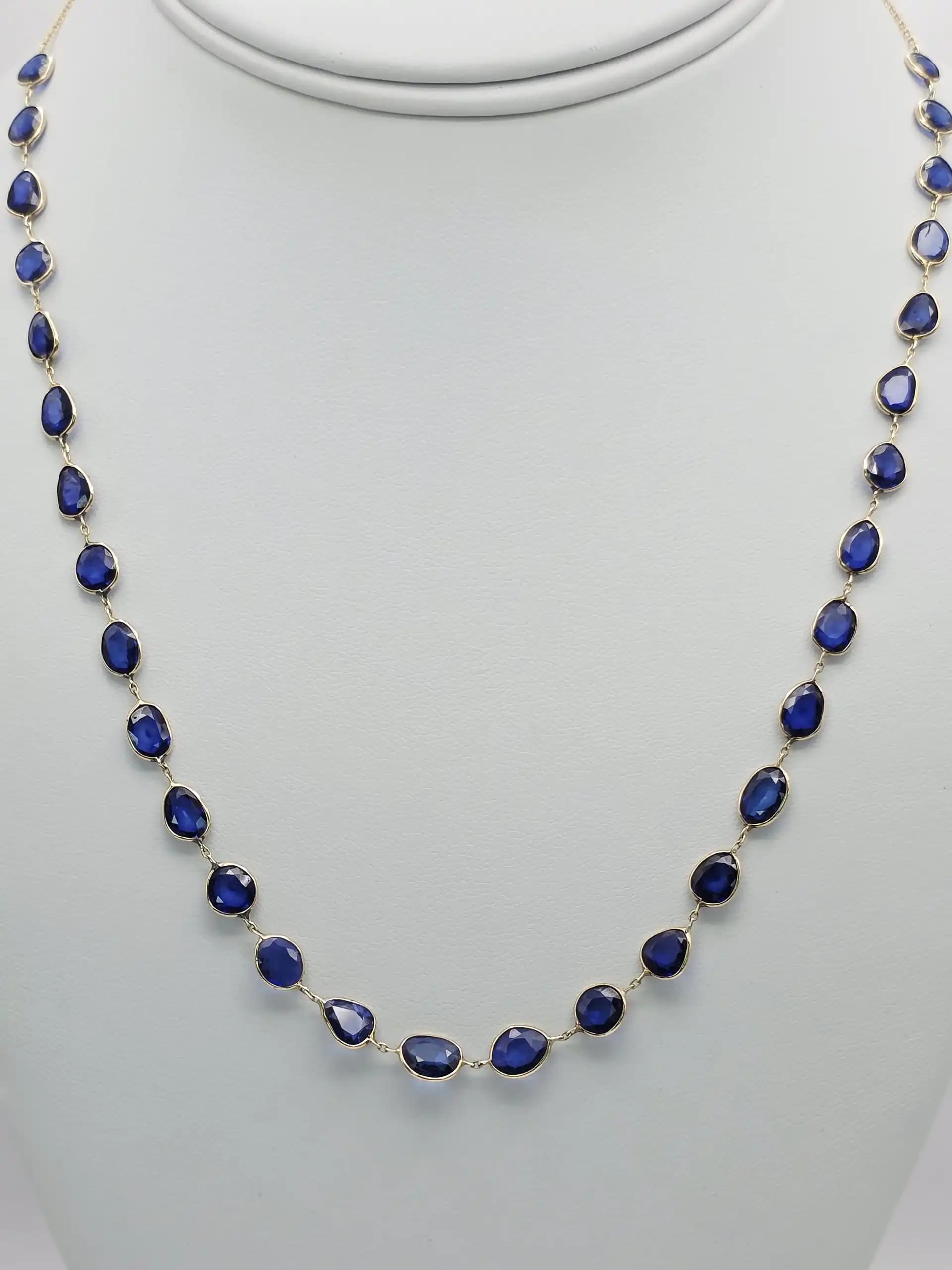 Bezel set Sapphire Slice Necklace