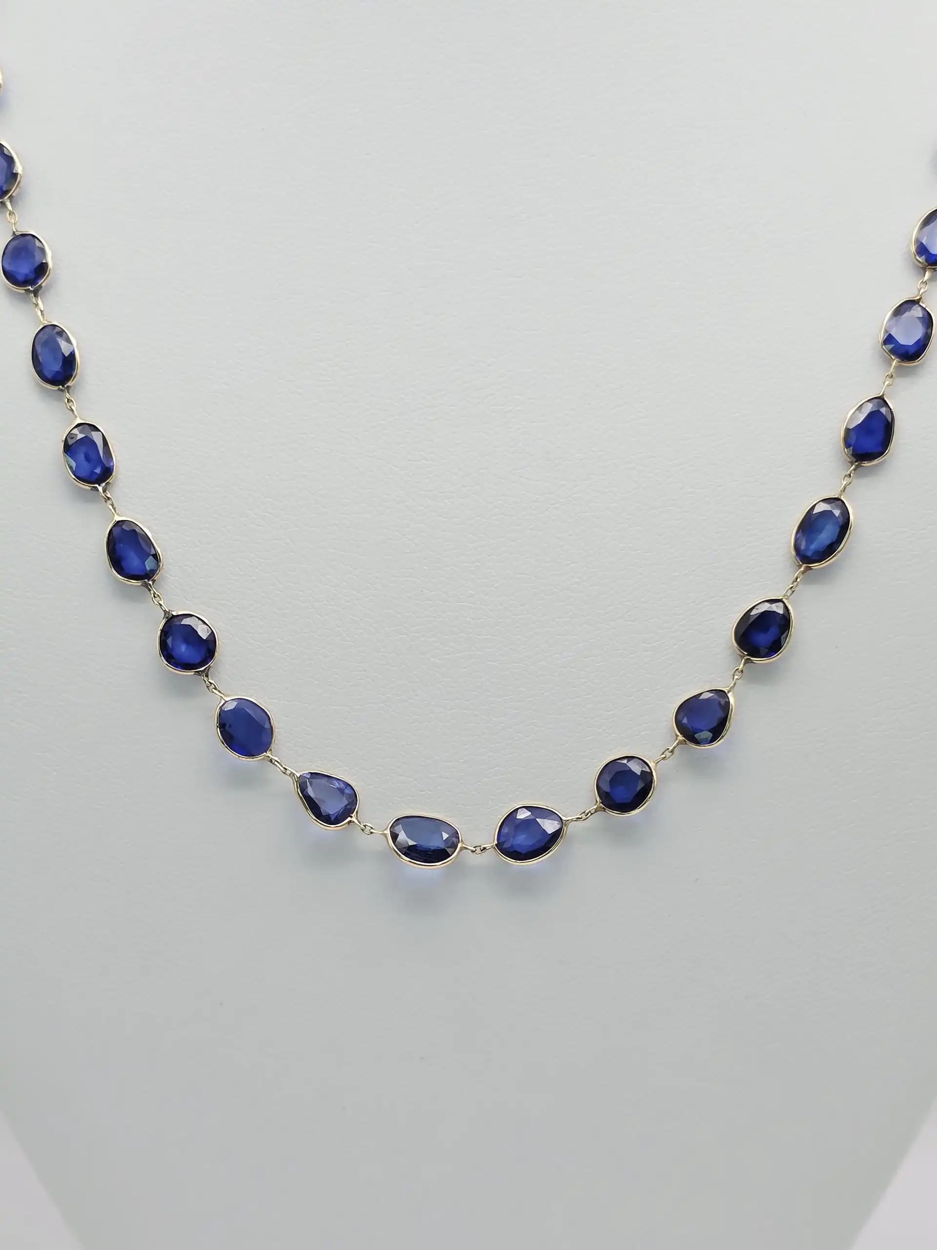 Bezel set Sapphire Slice Necklace