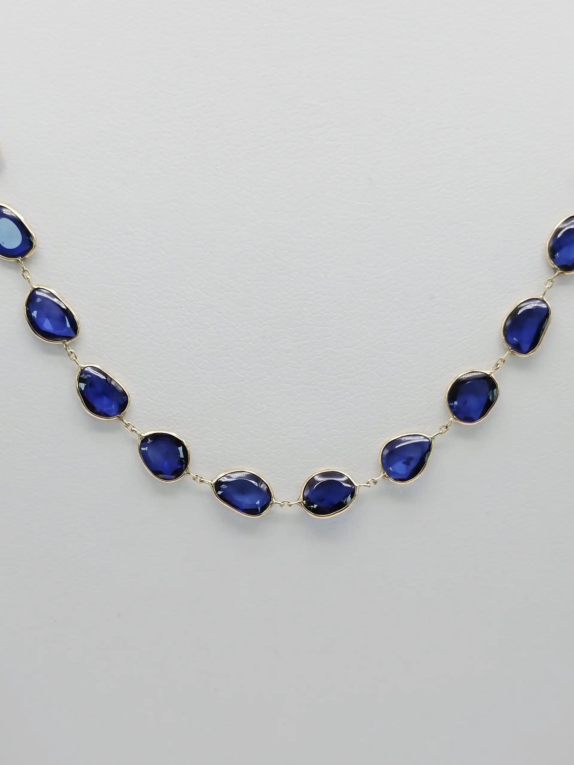 Bezel set Sapphire Slice Necklace