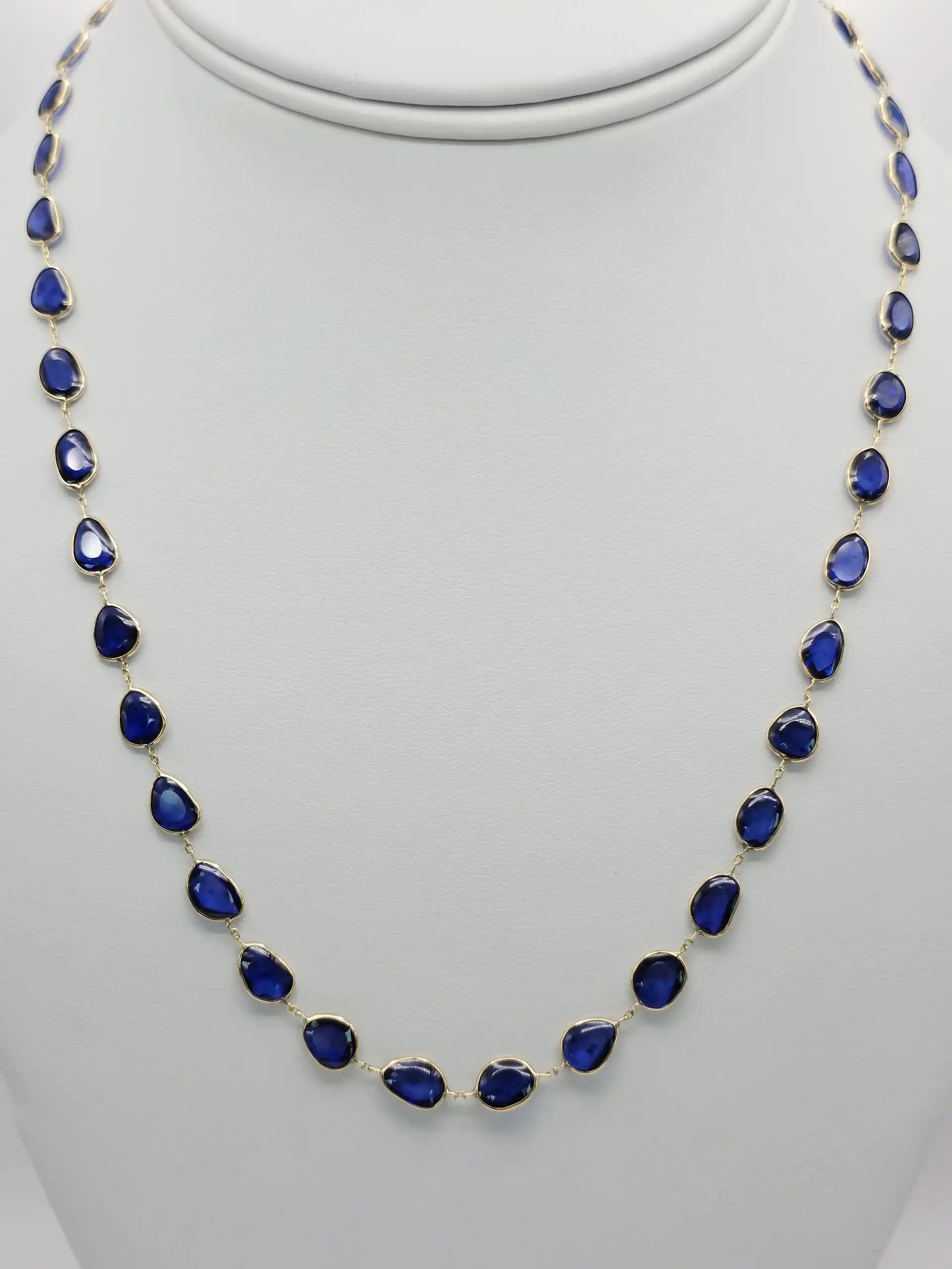Bezel set Sapphire Slice Necklace