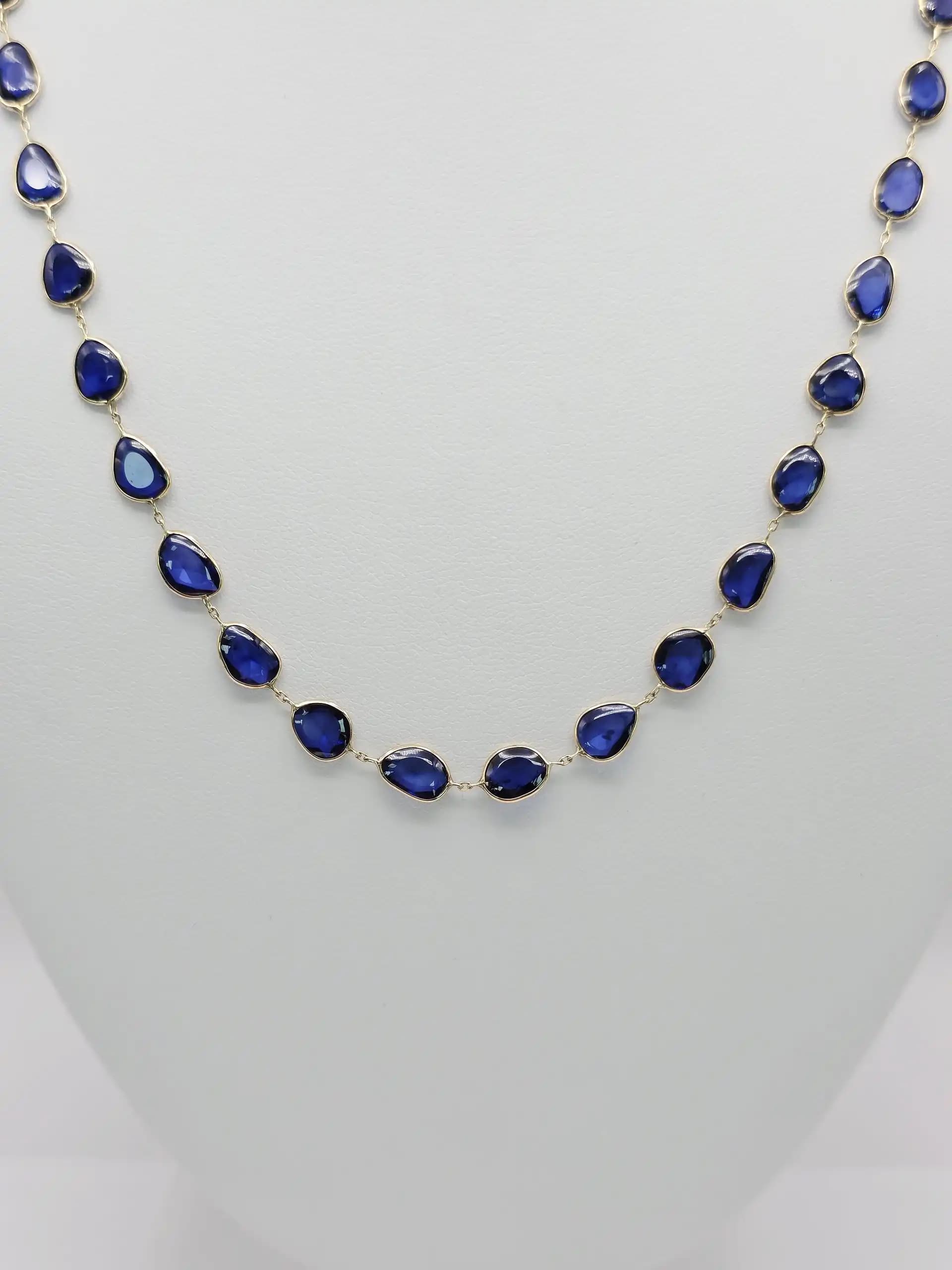 Bezel set Sapphire Slice Necklace