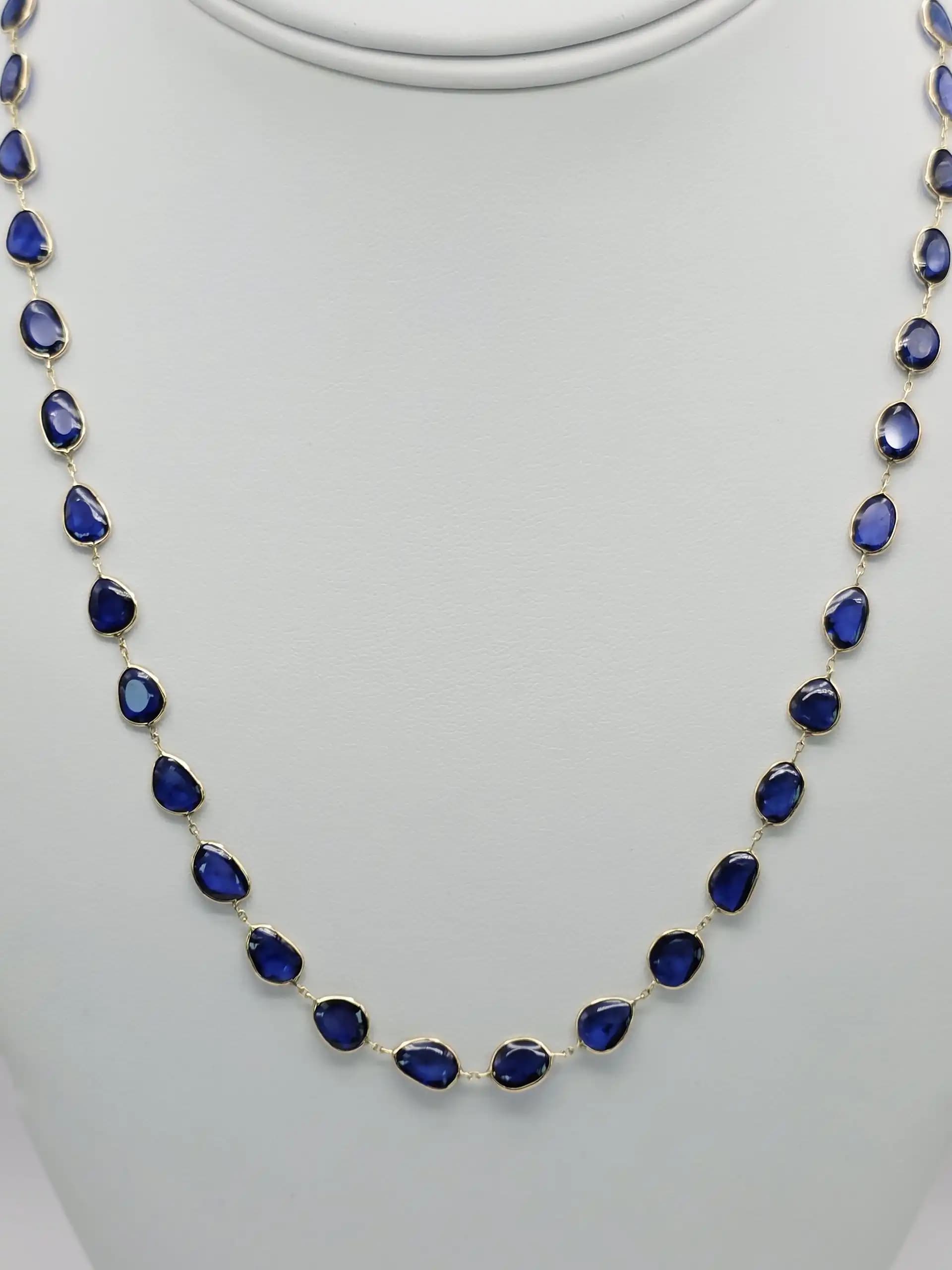 Bezel set Sapphire Slice Necklace